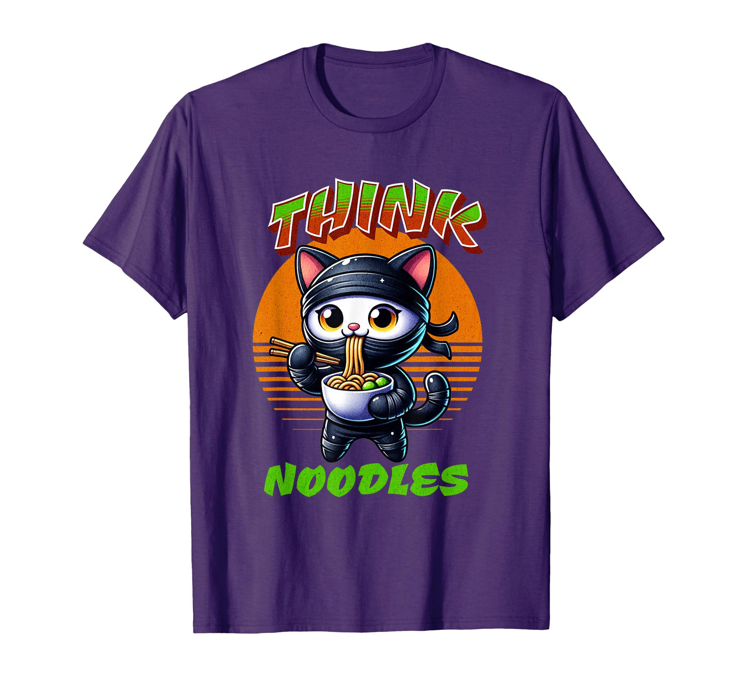 Think Noodles mmm noodles Kawaii Ninja Cat Funny Cat Men Women Kids T-Shirt