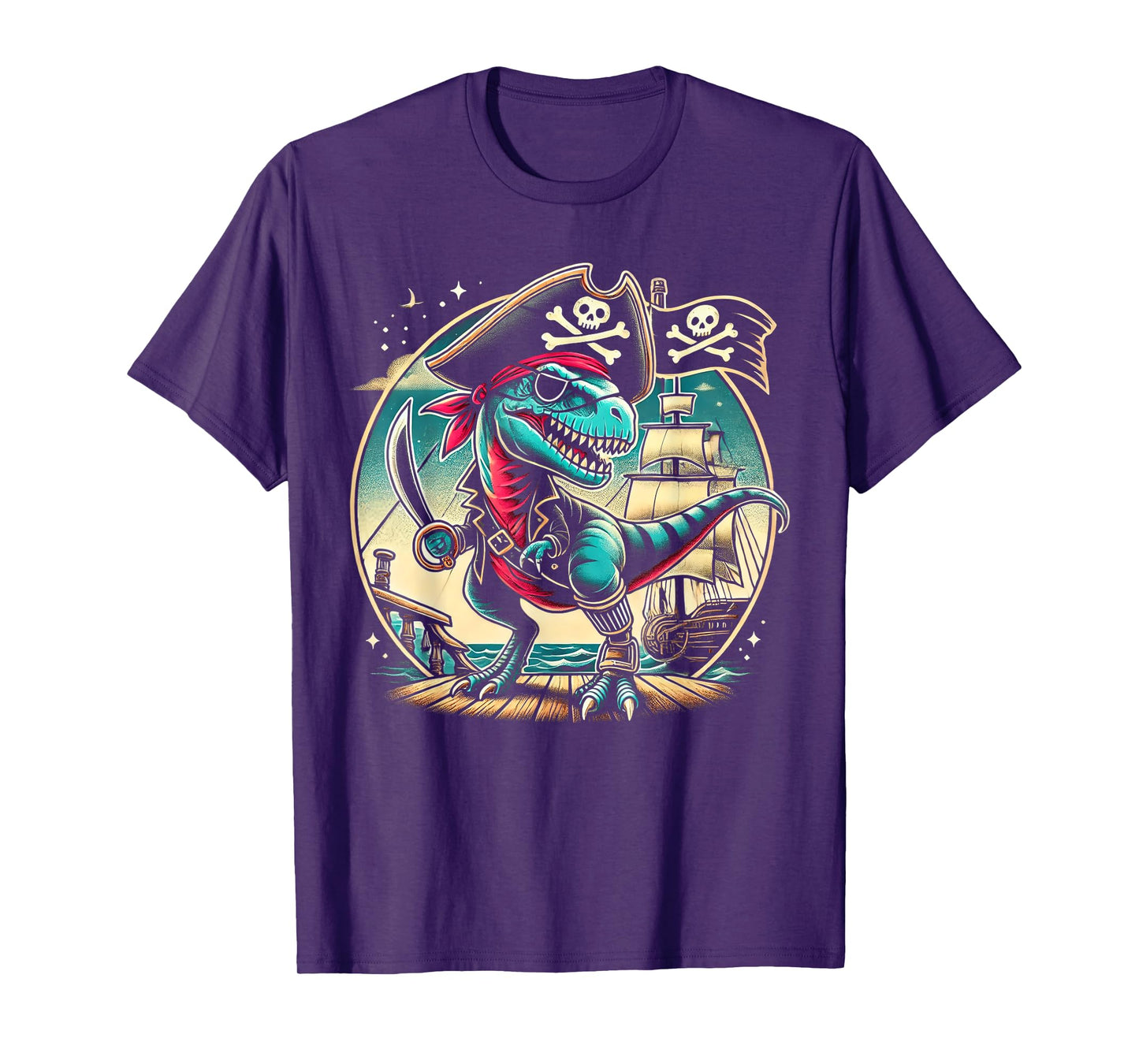 Pirate Dinosaur Tyrannosaurus Funny T-rex Halloween Costume T-Shirt