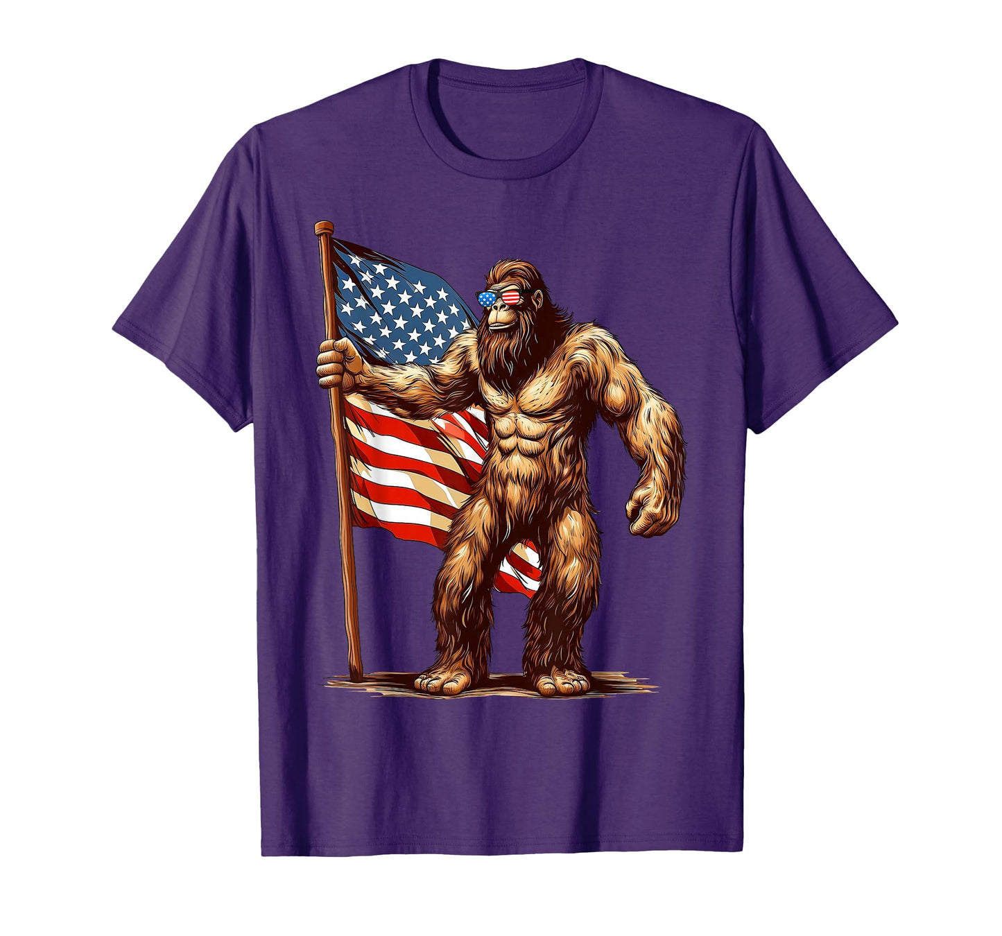 American Flag Bigfoot Sunglasses Patriotic 4th of July USA T-Shirt