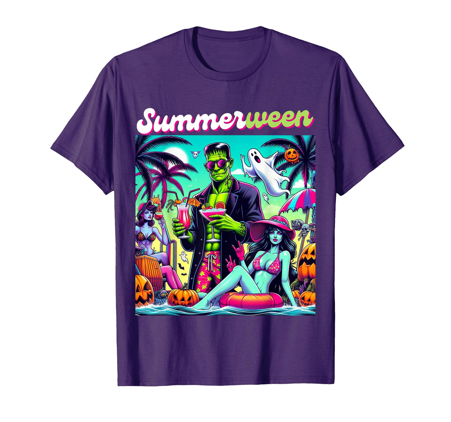 Happy Summerween Summer Halloween Holiday Beach Vibes Spooky T-Shirt