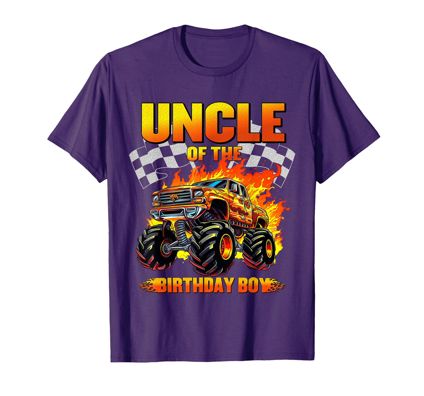 Uncle Of The Birthday Boy Monster Truck Family Matching T-Shirt