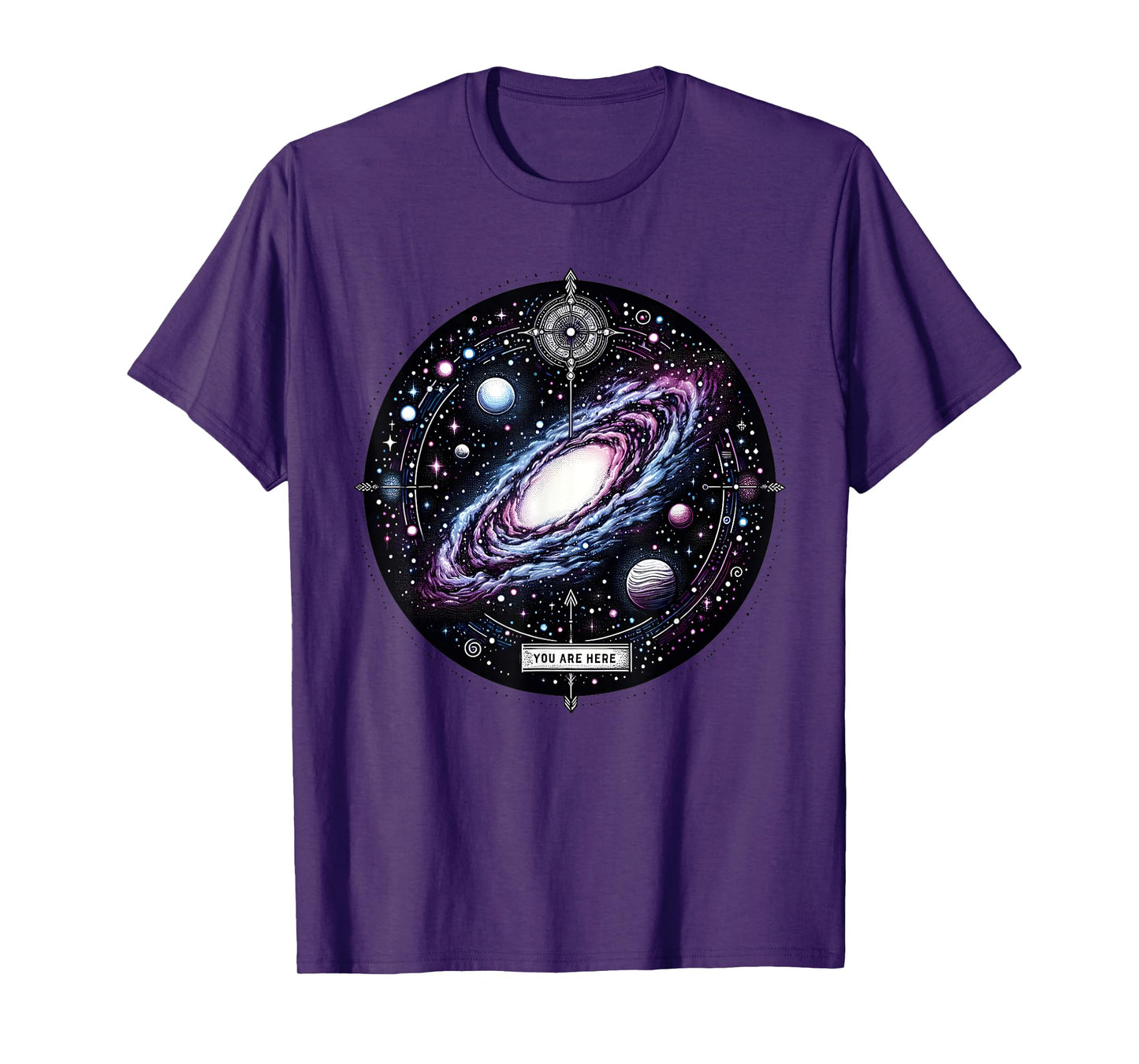 You Are Here Milky Way Funny Galaxy Astronomy Men Women Kids T-Shirt