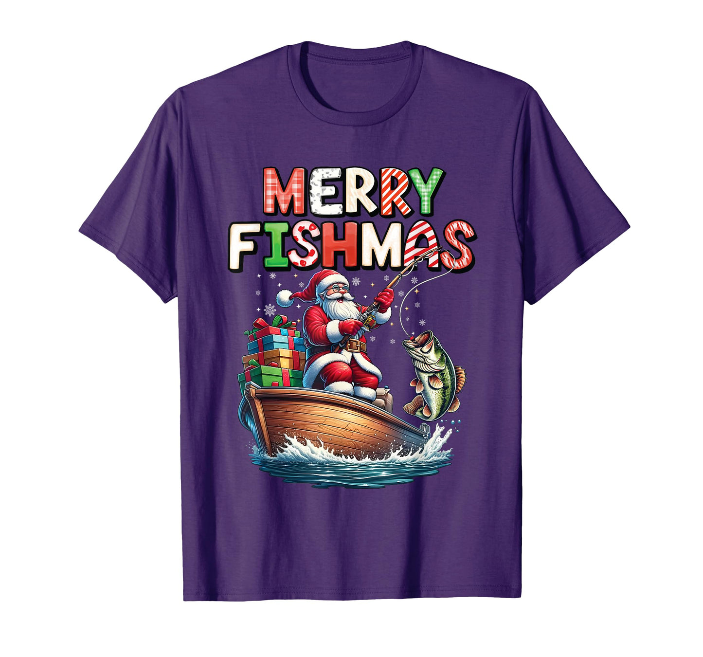 Merry Fishmas Santa Fishing Lovers Funny Fisherman Christmas T-Shirt