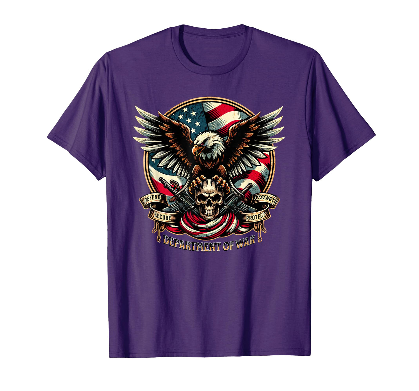 Department of War USA American Flag and Eagle Defend Protect T-Shirt