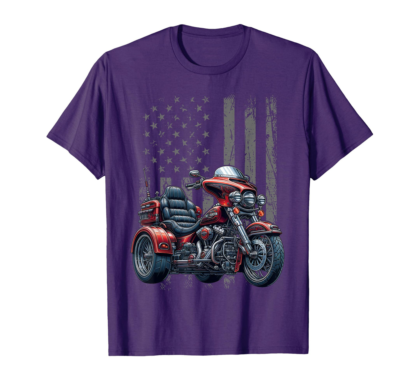 3 Wheels Motorcycle Trike Patriotic American Flag Trike T-Shirt