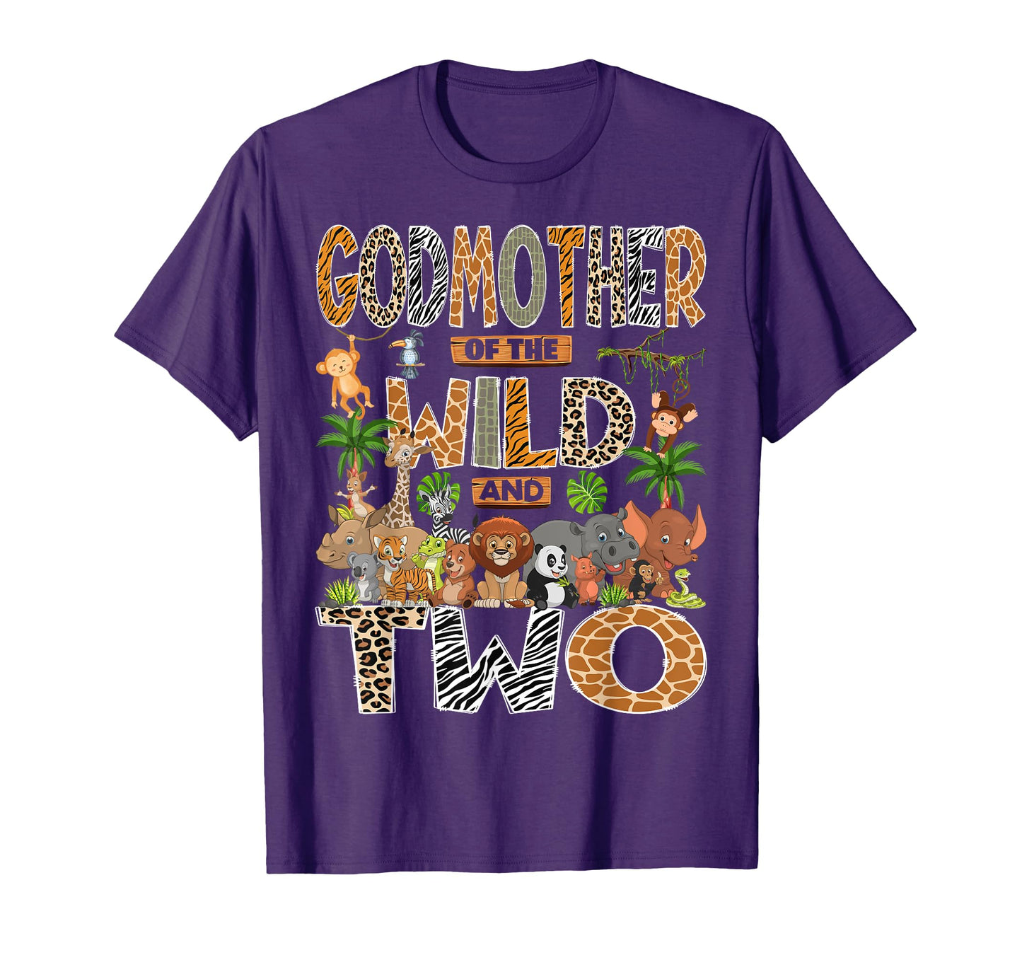 GodMother Of The Wild & Two 2Nd Birthday Boy Safari Jungle T-Shirt