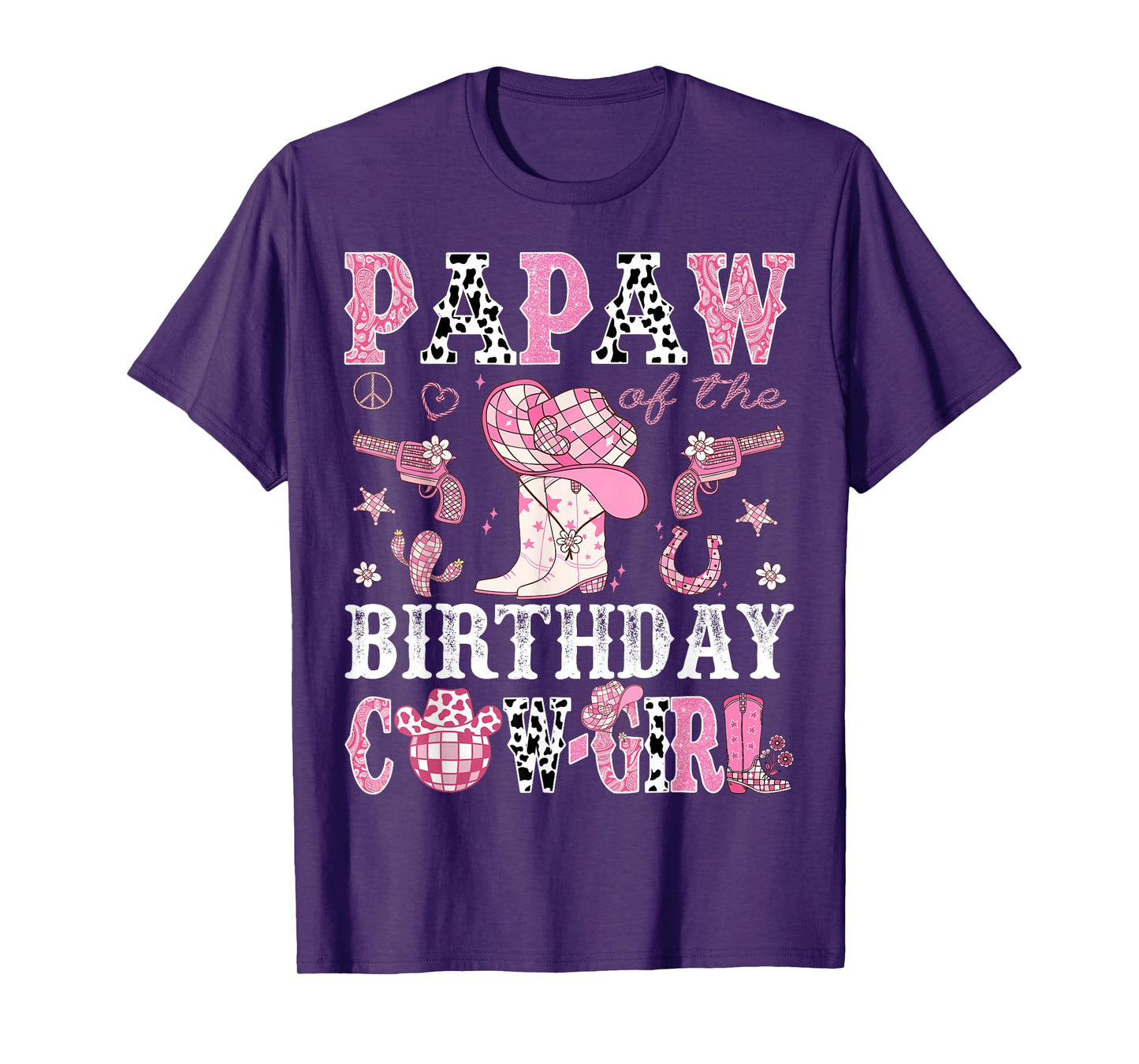 Papaw Of The Birthday Cow-Girl Pink Disco Rodeo Western T-Shirt