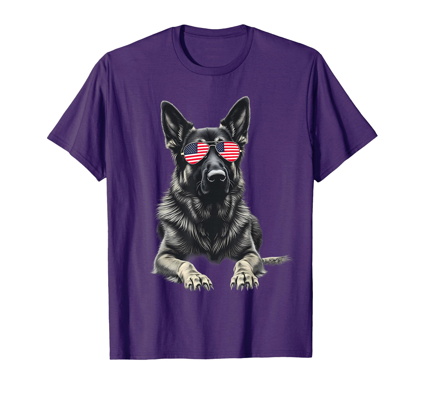 German Shepherd USA Flag Sunglasses Patriotic 4th of july T-Shirt