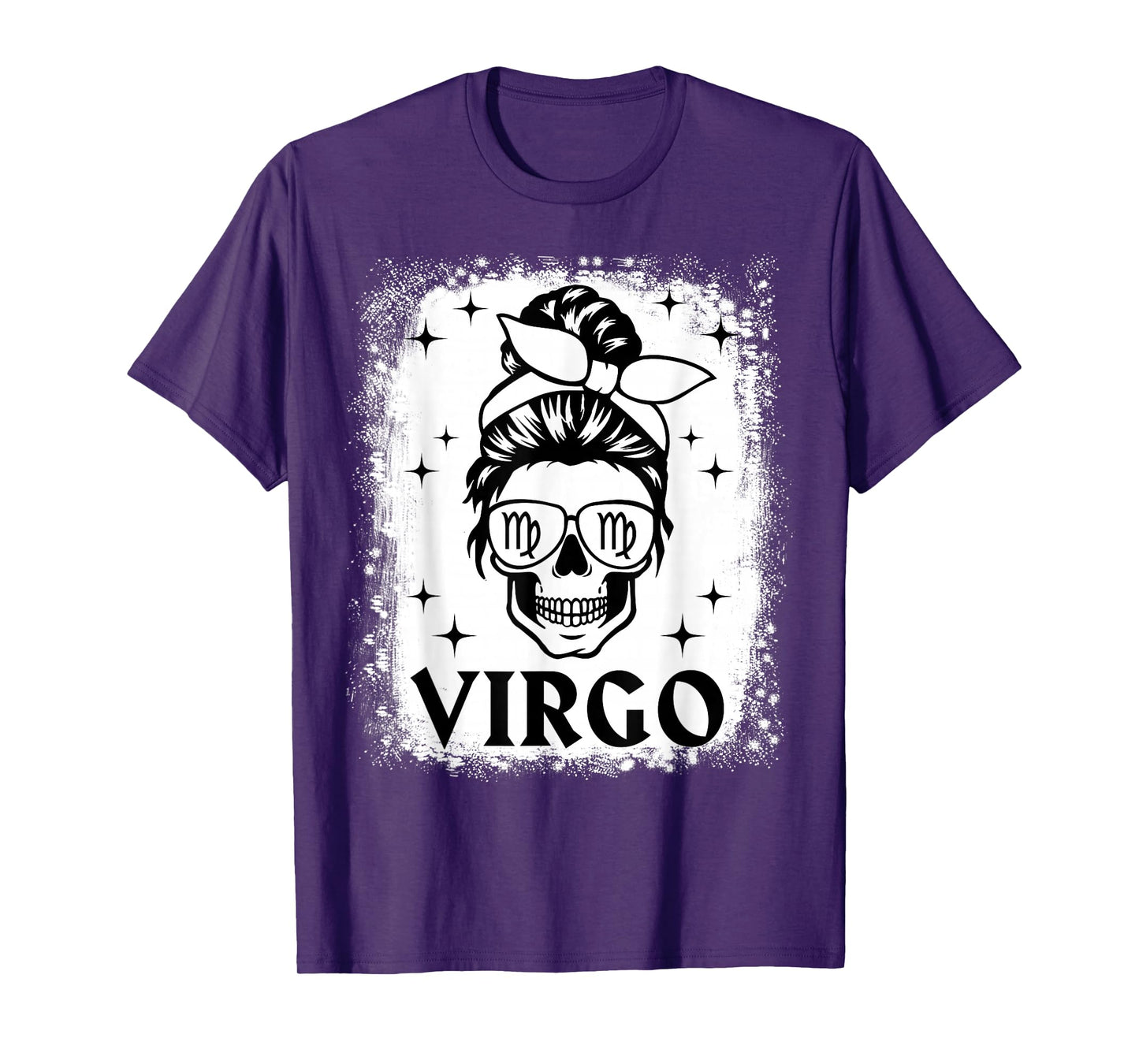 Virgo Girl Woman Messy Bun Skull Gothic Zodiac Sign T-Shirt