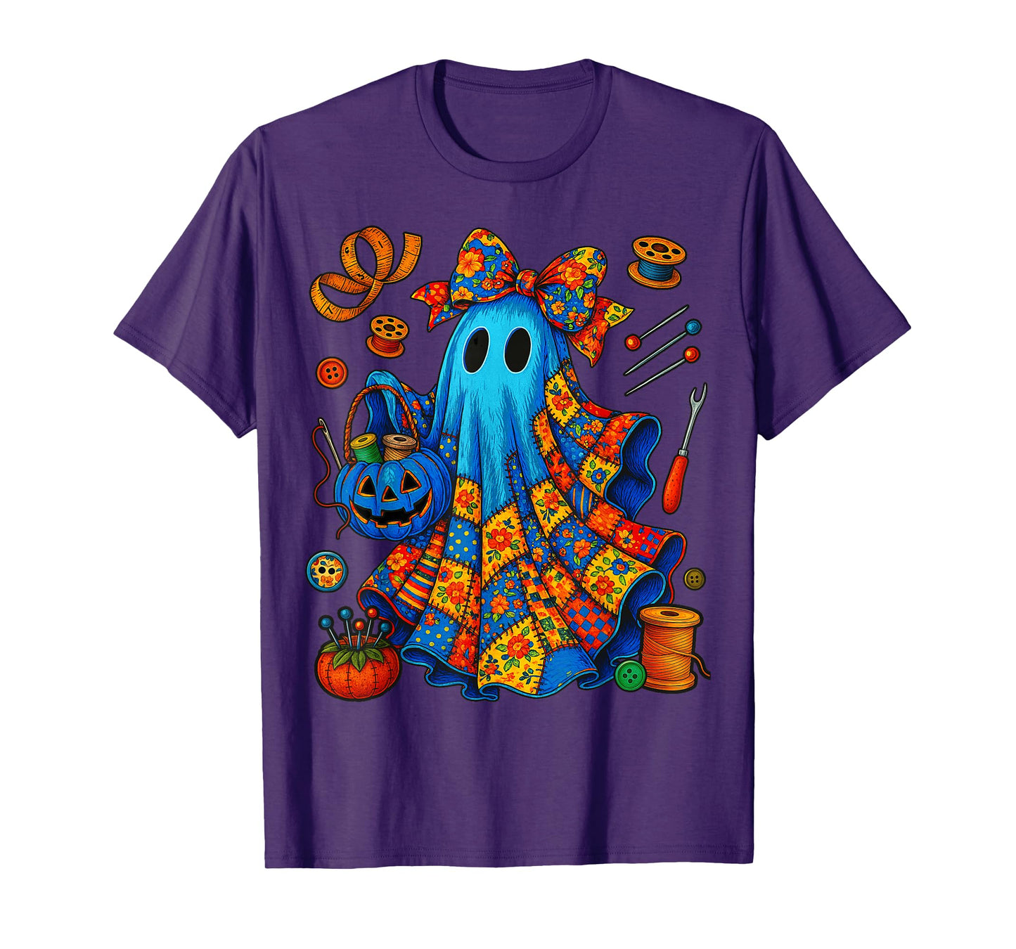 Halloween Boo Ghost Patchwork Quilter Quilting Sewing Womens T-Shirt