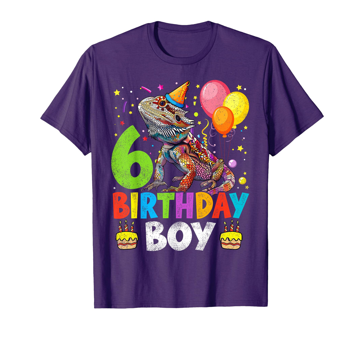 6th Birthday Boy Bearded Dragon 6 Years Old Bday Party T-Shirt