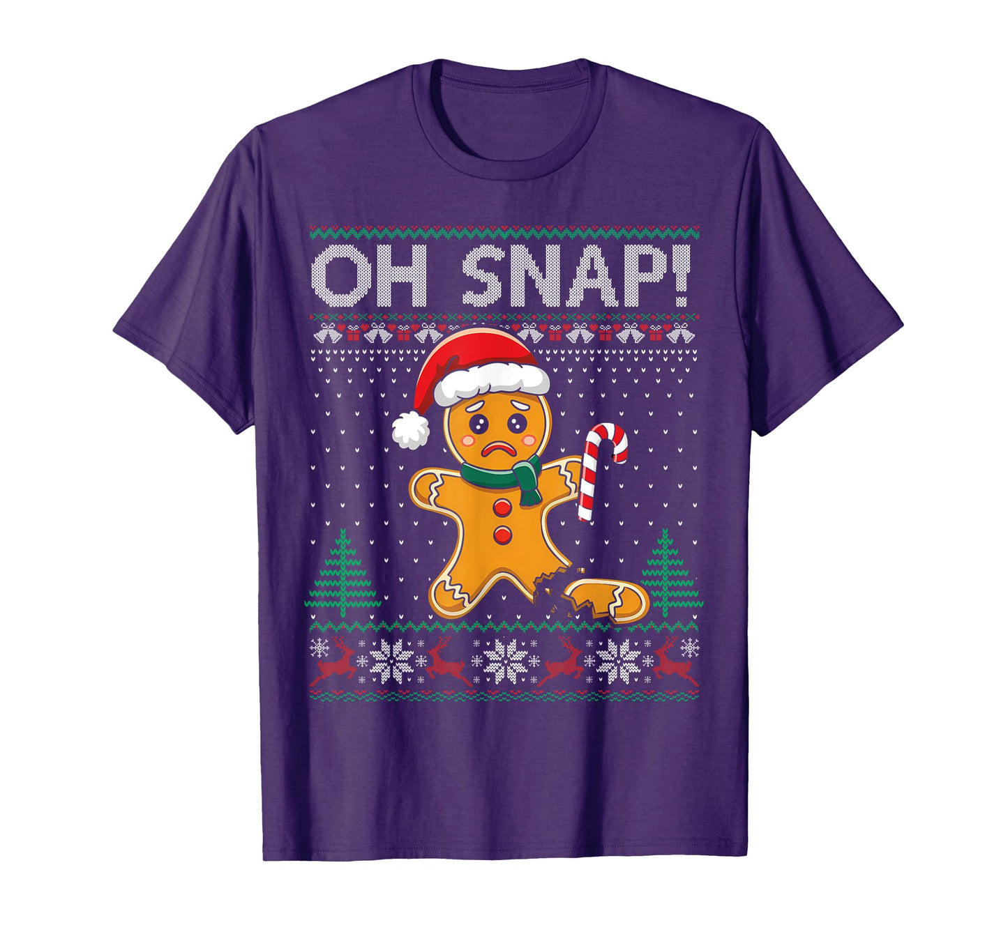 Gingerbread Man Cookie Ugly Sweater Oh Snap Christmas T-Shirt