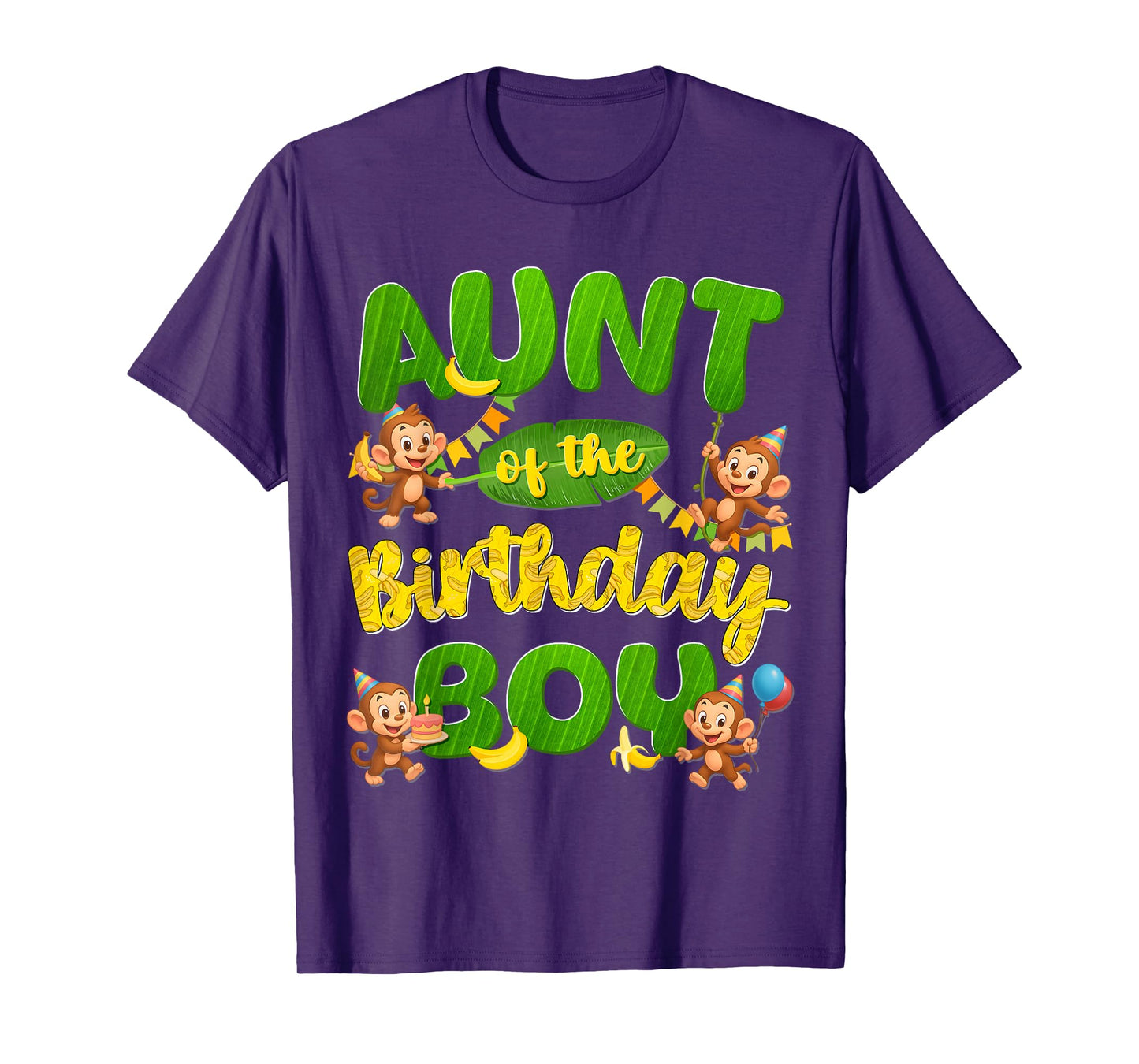 Aunt Of The Birthday Boy Monkey Family Matching Party T-Shirt