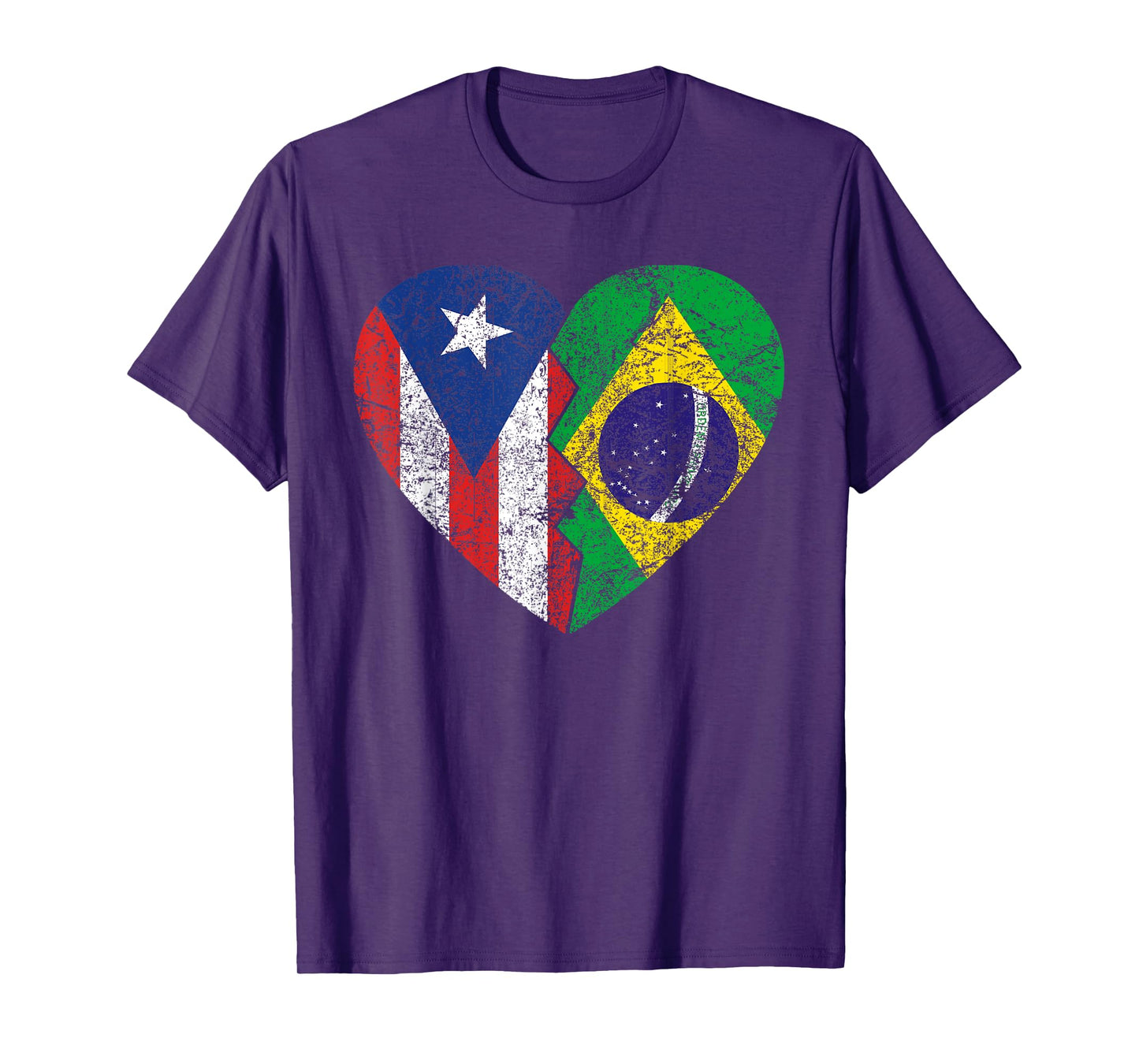 Brazilian Puerto Rican Flags Heart | Puerto Rico Brazil T-Shirt
