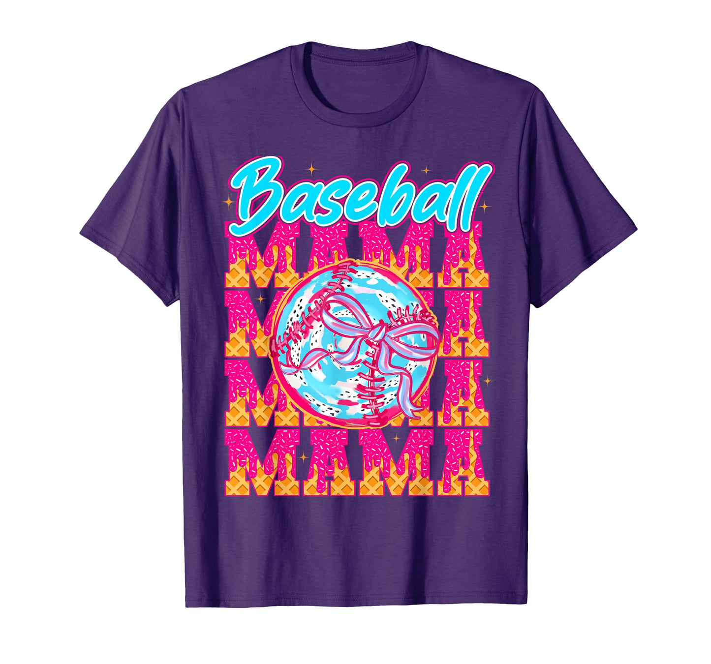 Baseball Drip Mama Ice Cream Drip Baseball Women Game Day T-Shirt