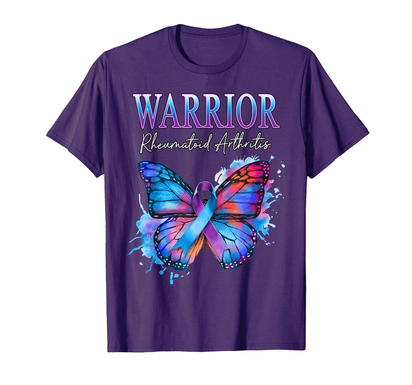 Rheumatoid Arthritis Awareness Warrior Blue Purple Butterfly T-Shirt