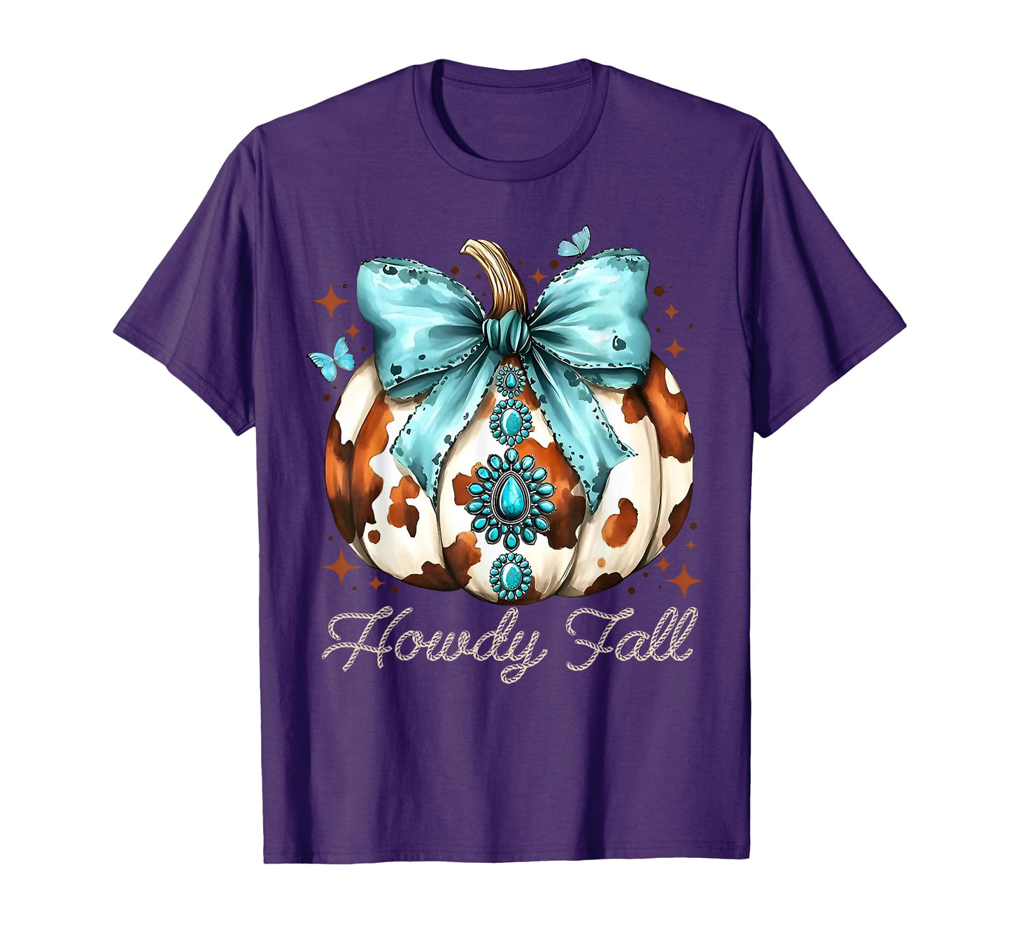 Howdy Fall Western Pumpkin Season Autumn Leaves Thanksgiving T-Shirt