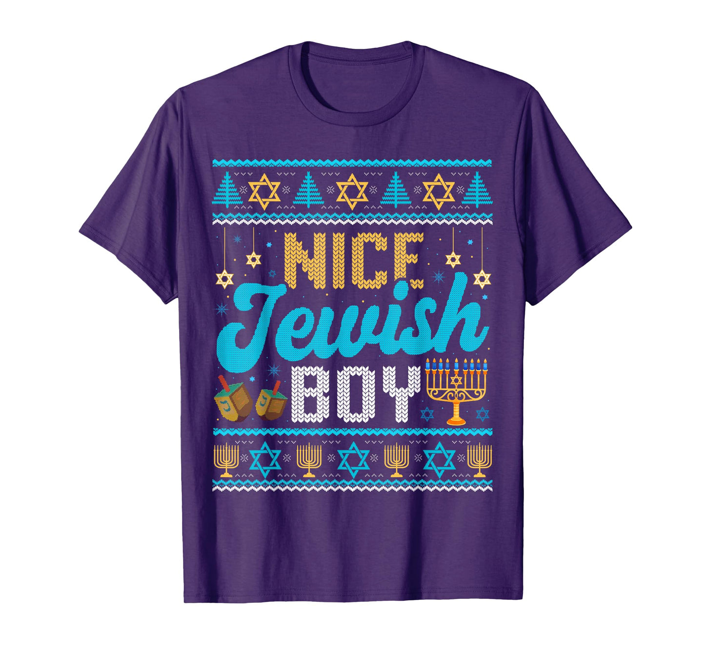Funny Ugly Hanukkah Sweater Nice Jewish Boy Matching T-Shirt