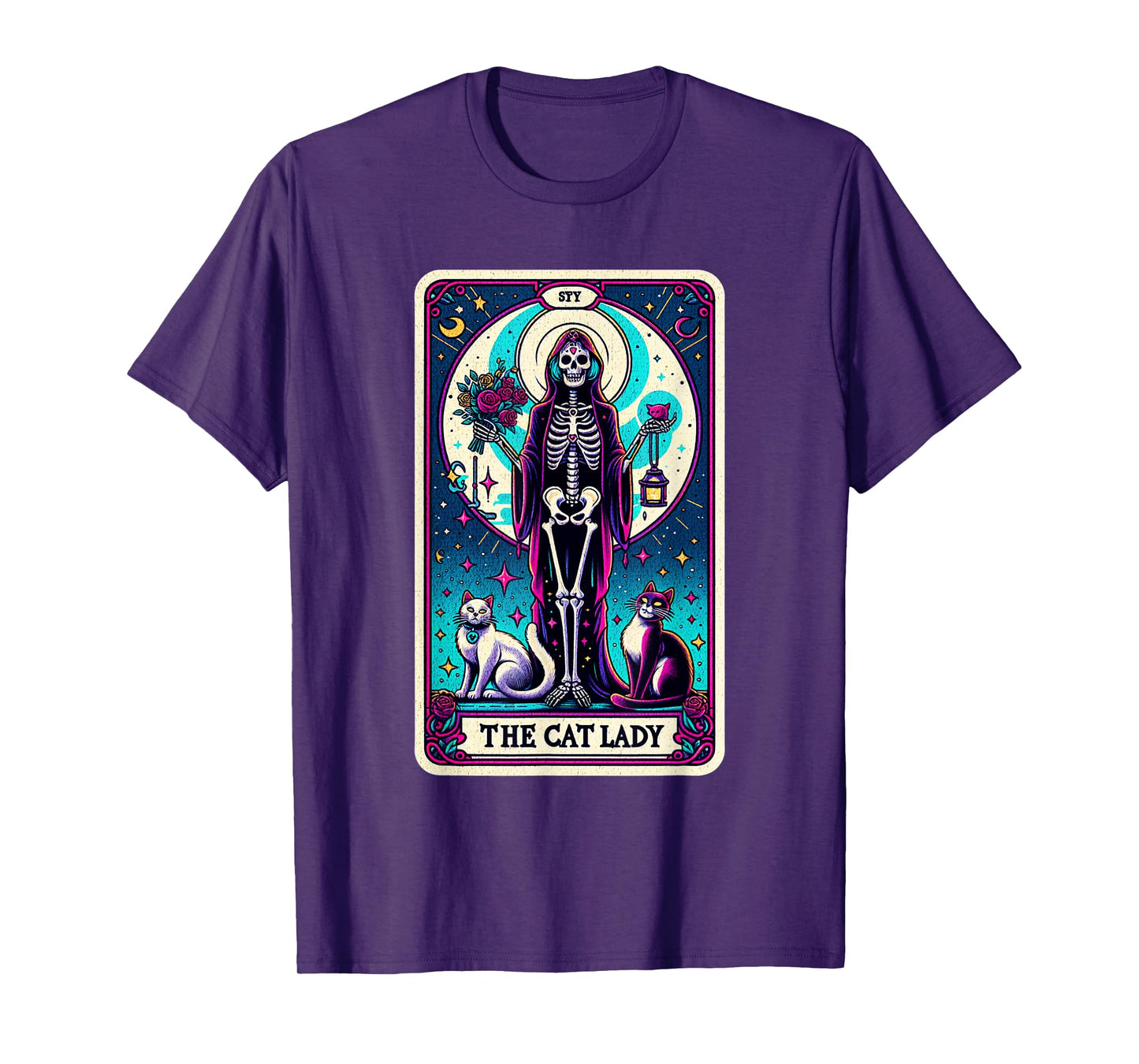 "The Cat Lady" Skeleton Tarot Card T-Shirt