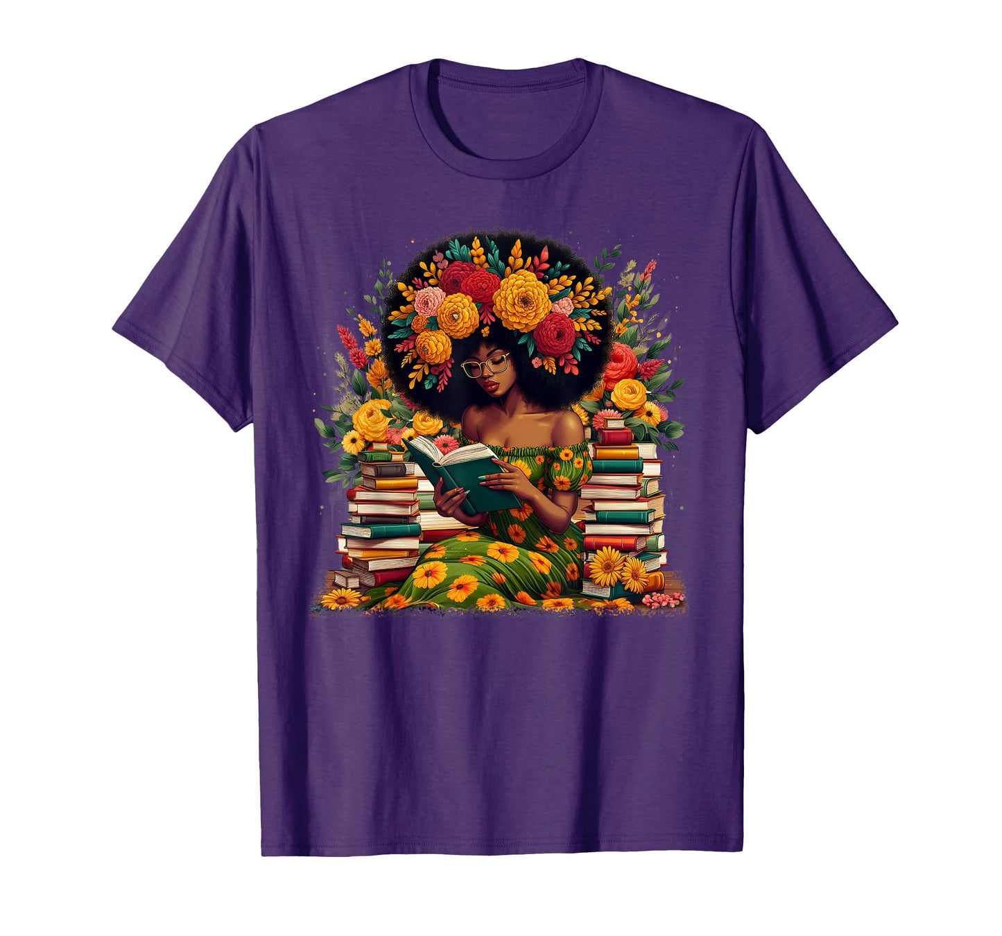 Educated Melanin Queen Afro Women Reading Book Black History T-Shirt