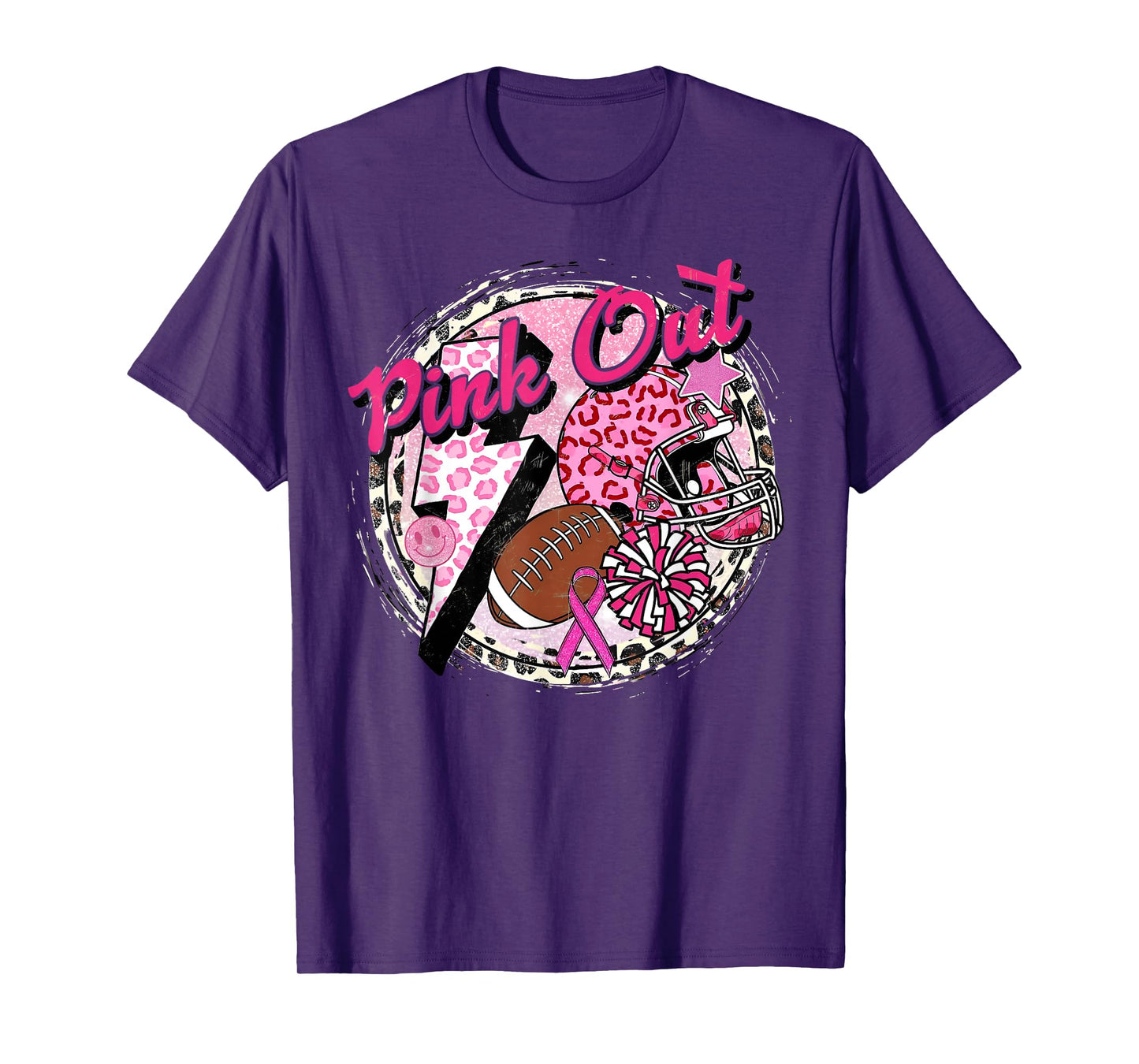 Pink Out American Football Warrior Breast Cancer Awareness T-Shirt