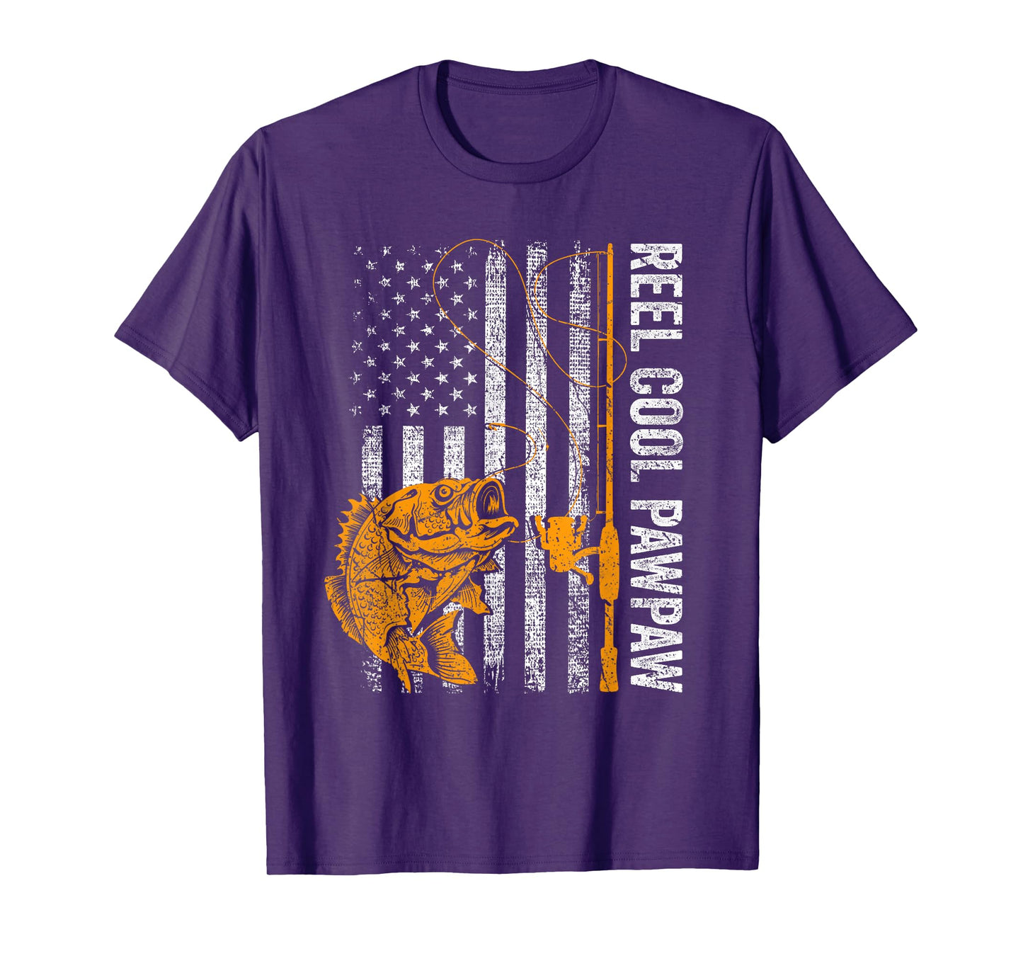 Reel Cool Pawpaw American Flag Fishing Fathers Day T-Shirt