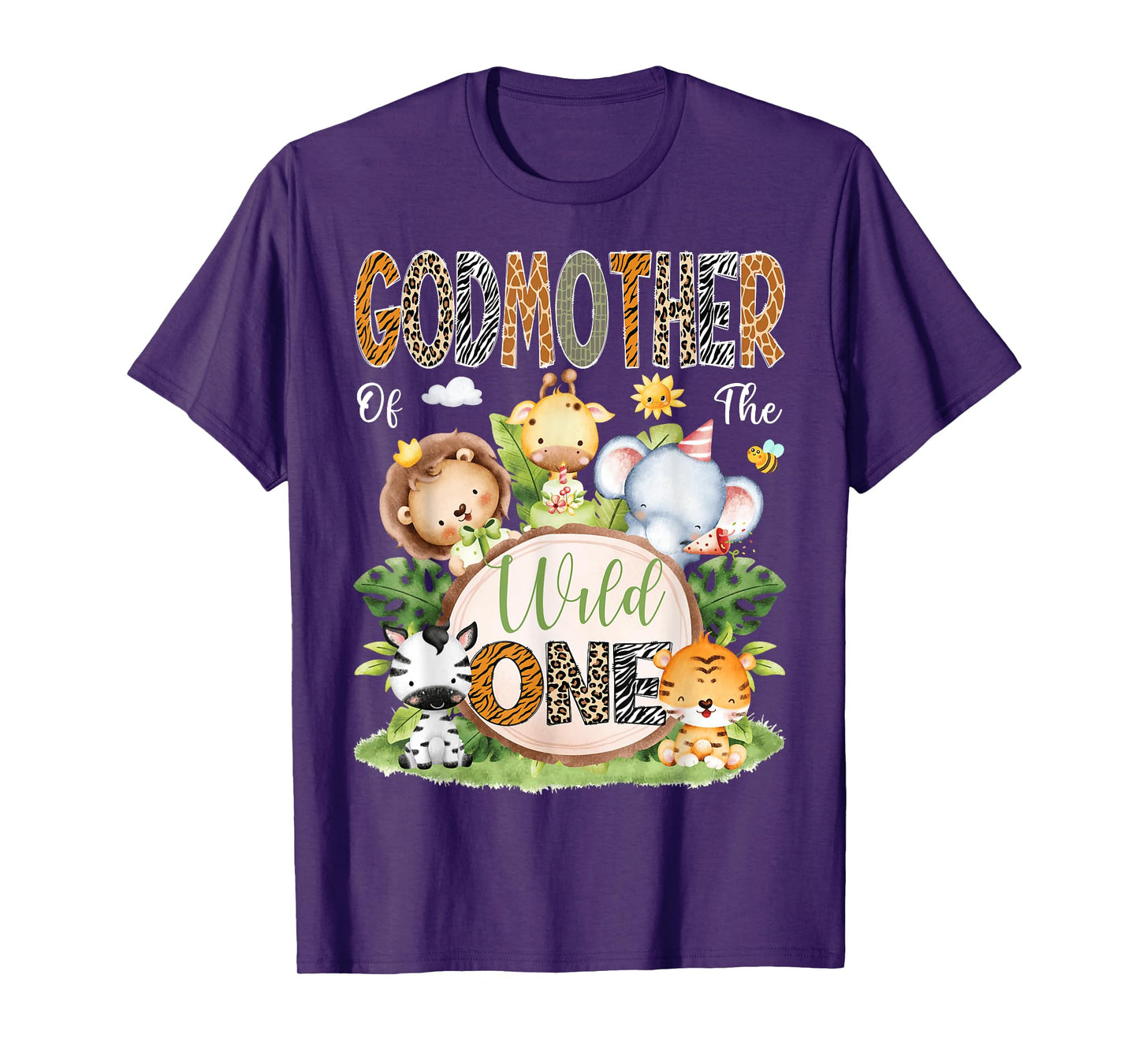 GodMother Of The Wild One 1St Birthday Kids Safari Jungle T-Shirt