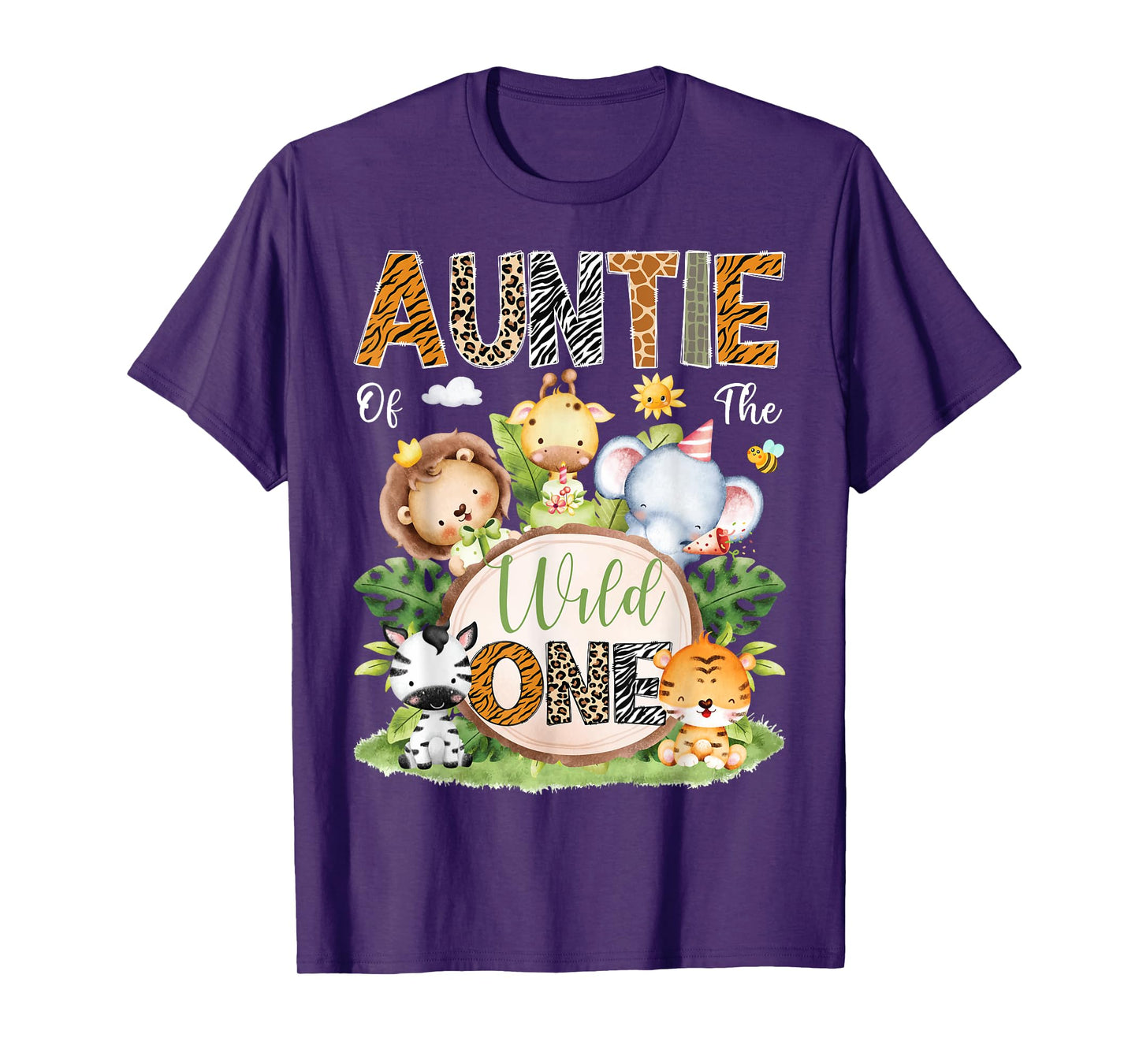 Auntie Of The Wild One 1St Birthday Kids Safari Jungle T-Shirt