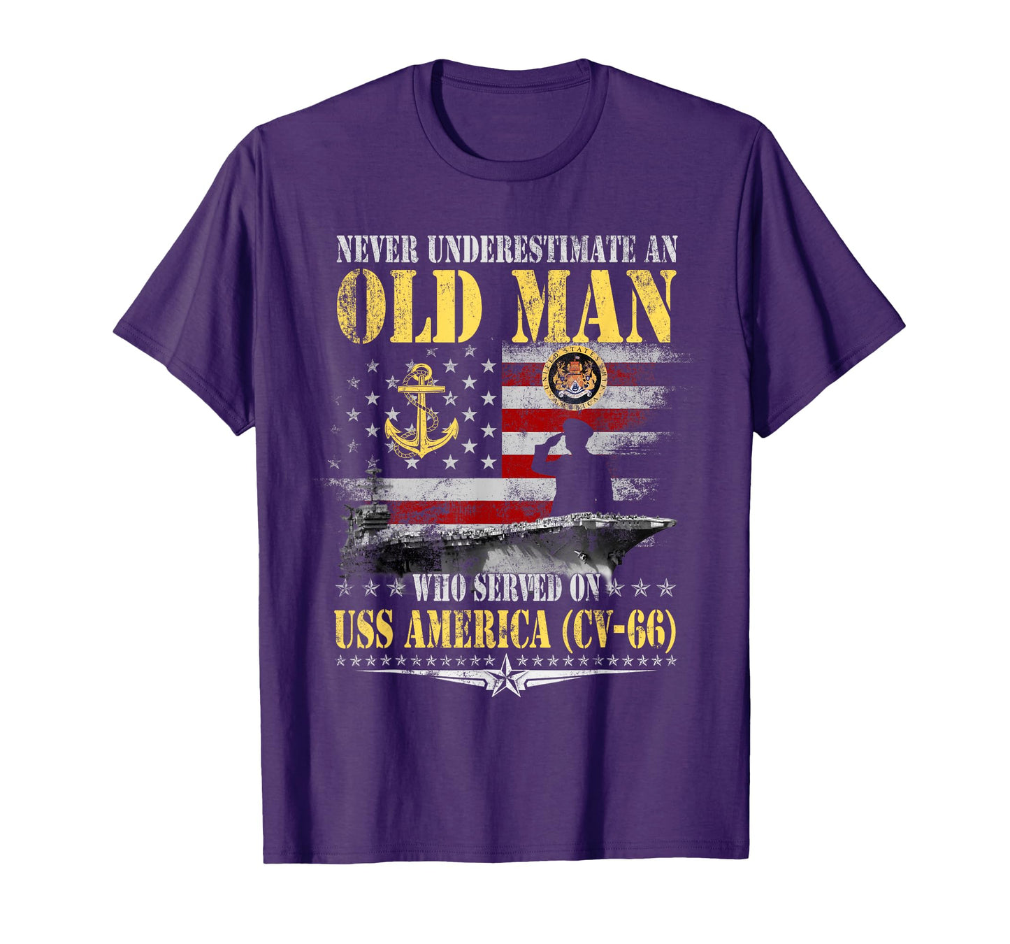 USS America CV-66 Veteran Patriotic Dad Papa Grandpa Old Man T-Shirt