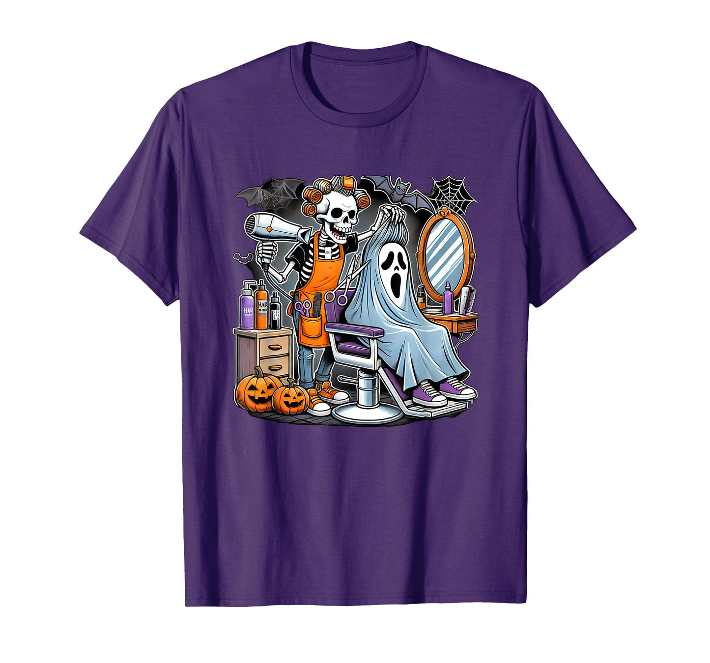 Halloween Skeleton Hairdresser Hairstylist T-Shirt