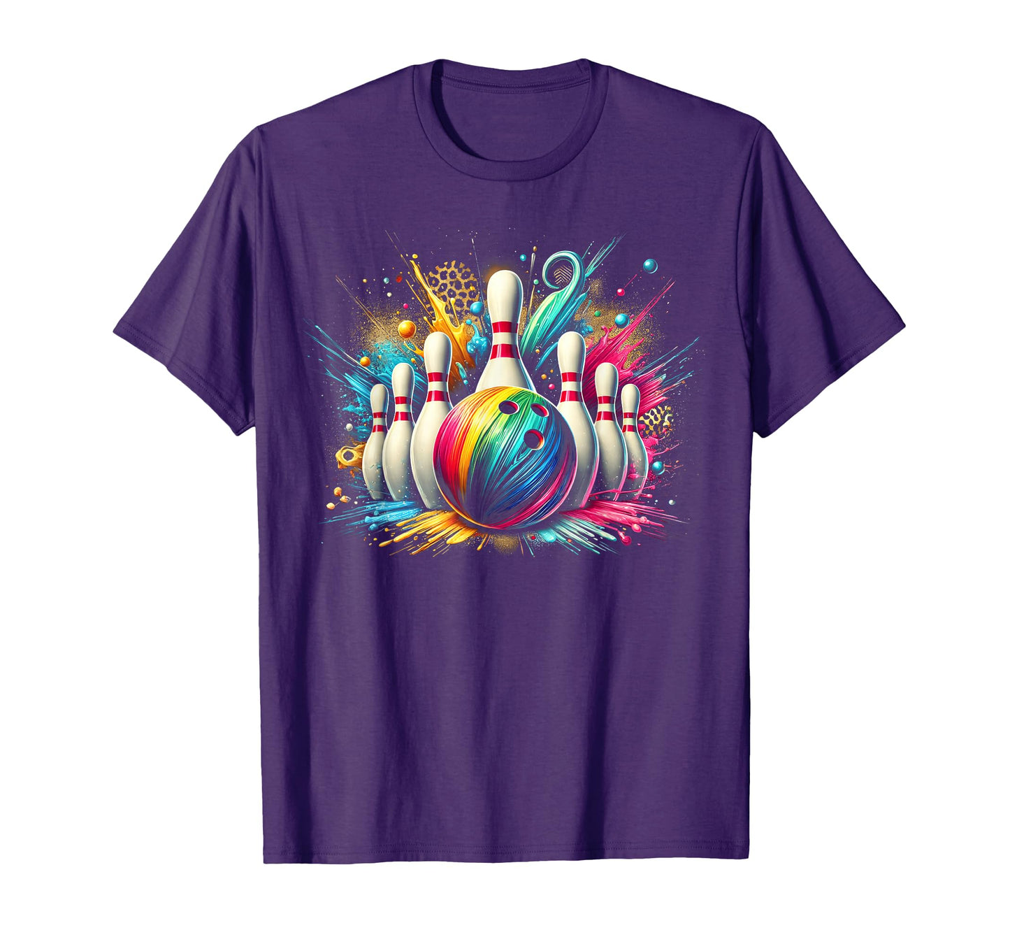 Colorful Bowling Game Day Bowling Flames Ball T-Shirt