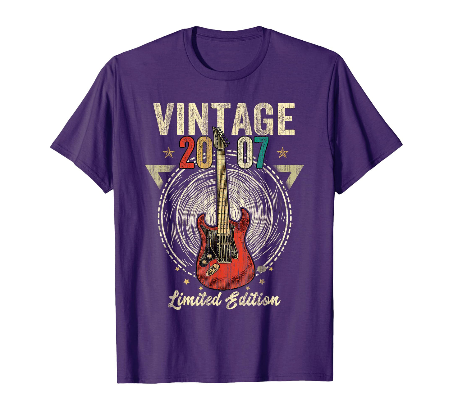 Vintage Made In 2007 Limited Edition 18th Birthday Guitar T-Shirt