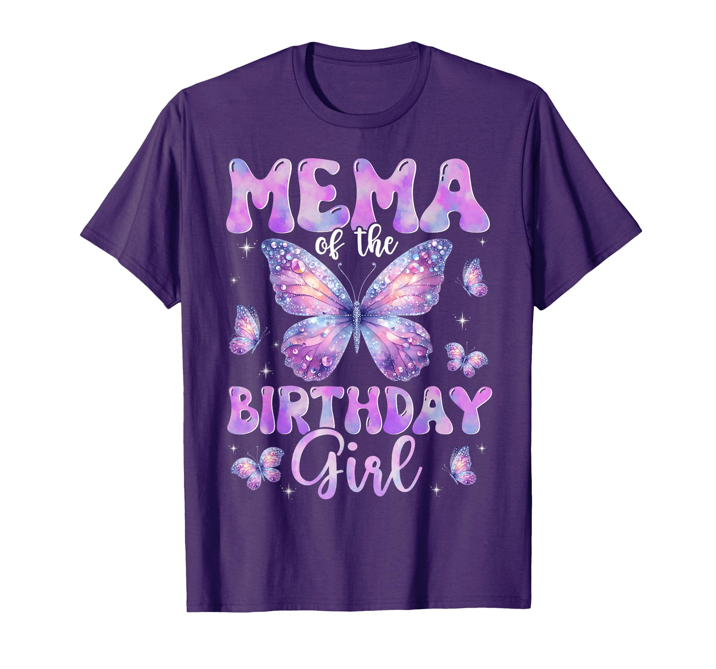 Mema Of The Birthday Girl Butterfly Family Matching T-Shirt