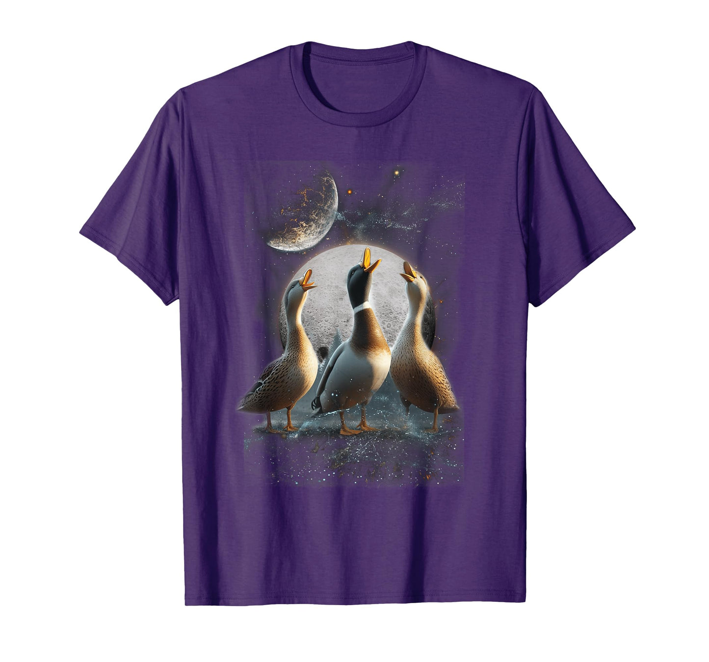 Three Ducks Howling At The Moon Funny Pet Parody Duck T-Shirt