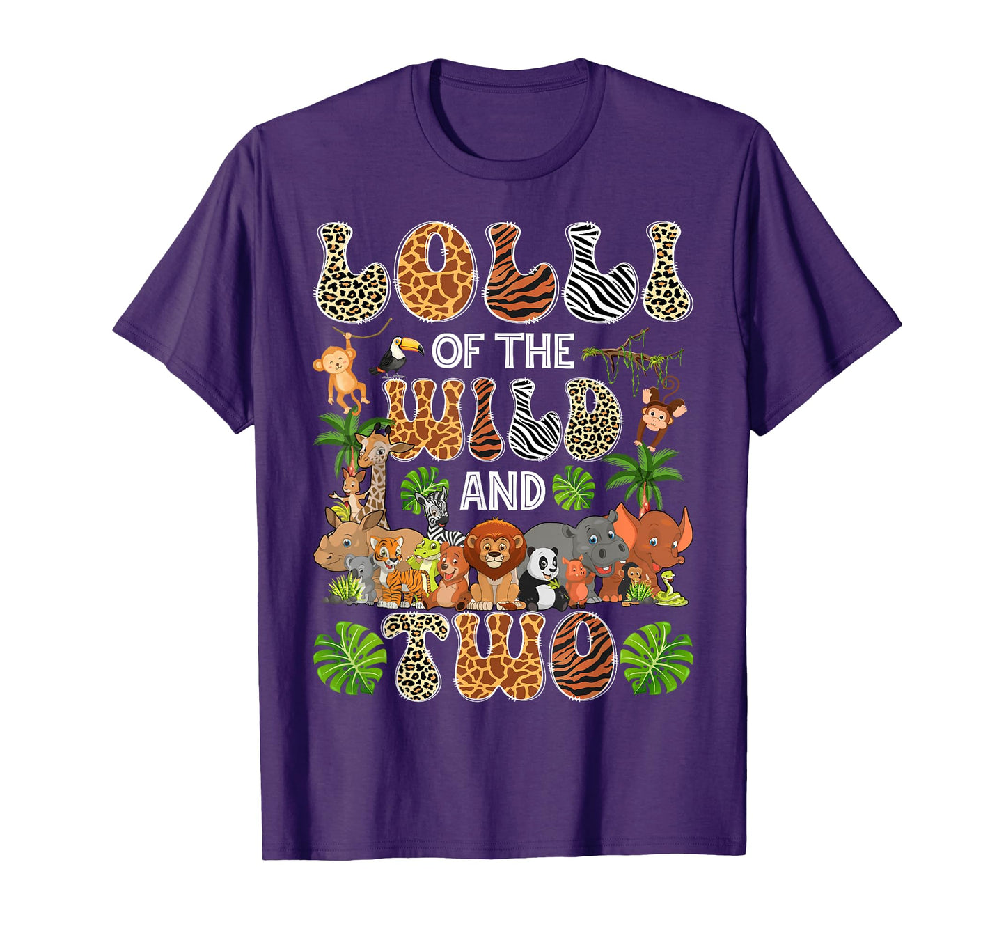 Lolli Of The Wild And Two 2Nd Birthday Boy Safari Jungle T-Shirt