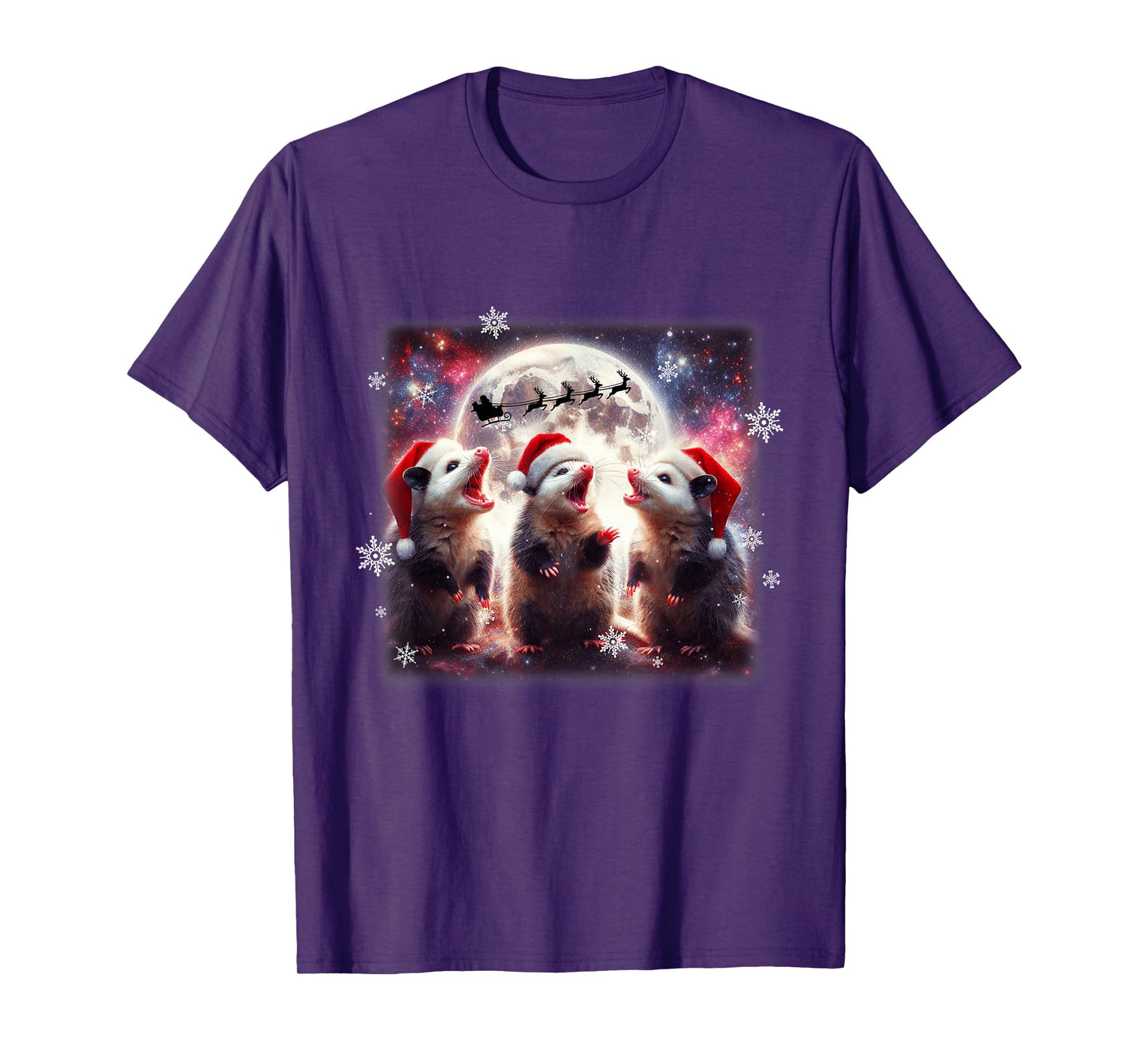 Howling Opossums Under the Moon Funny Weird Meme Christmas T-Shirt