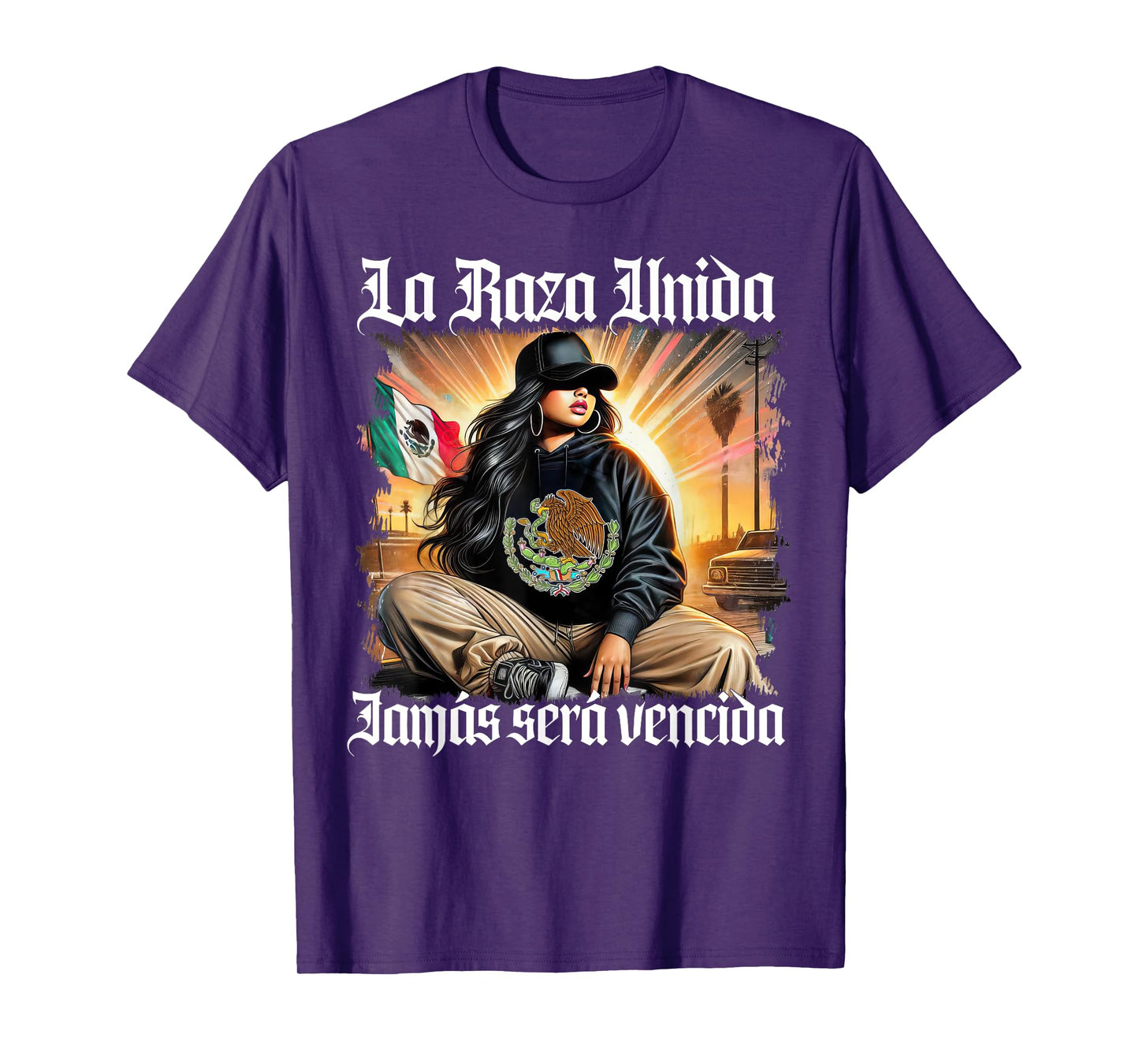 Retro La Raza Unida Mexican Flag Mexico Womens Girls T-Shirt