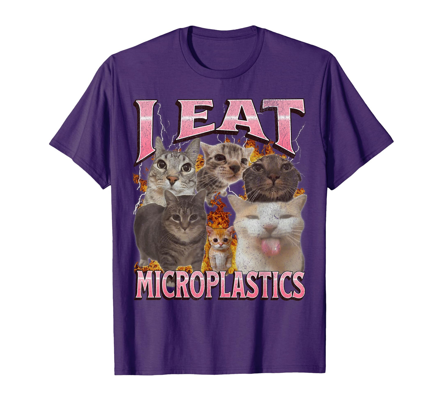 I Eat Microplastics Funny Cat Meme Bootleg Graphic T-Shirt