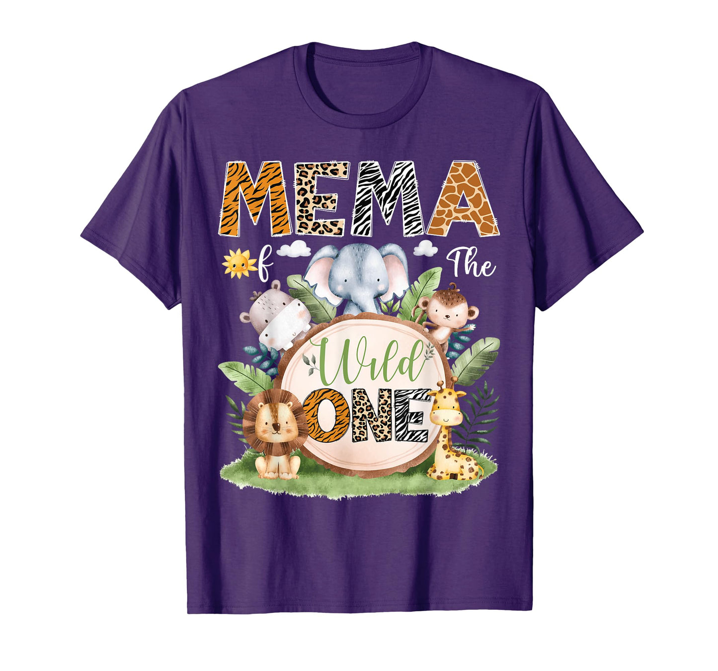 Mema Of The Wild One Safari Woodland 1St Birthday Kids T-Shirt