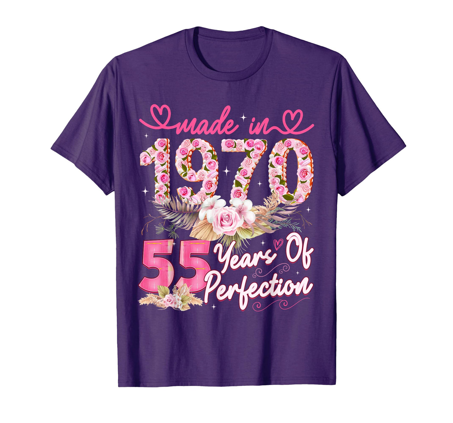 Made in 1970 55th Birthday 55 Year Old Floral Perfection T-Shirt