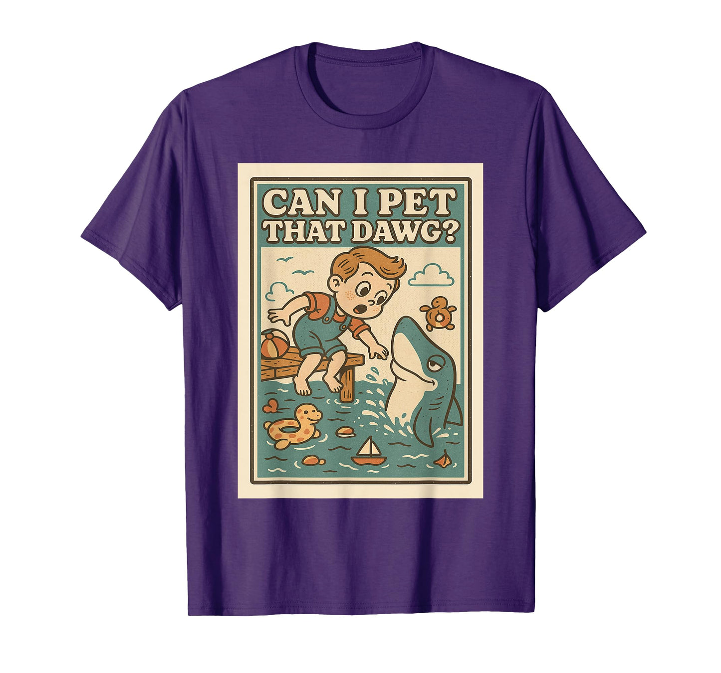 Can I Pet That Dawg Funny Shark Adult Humor Meme T-Shirt