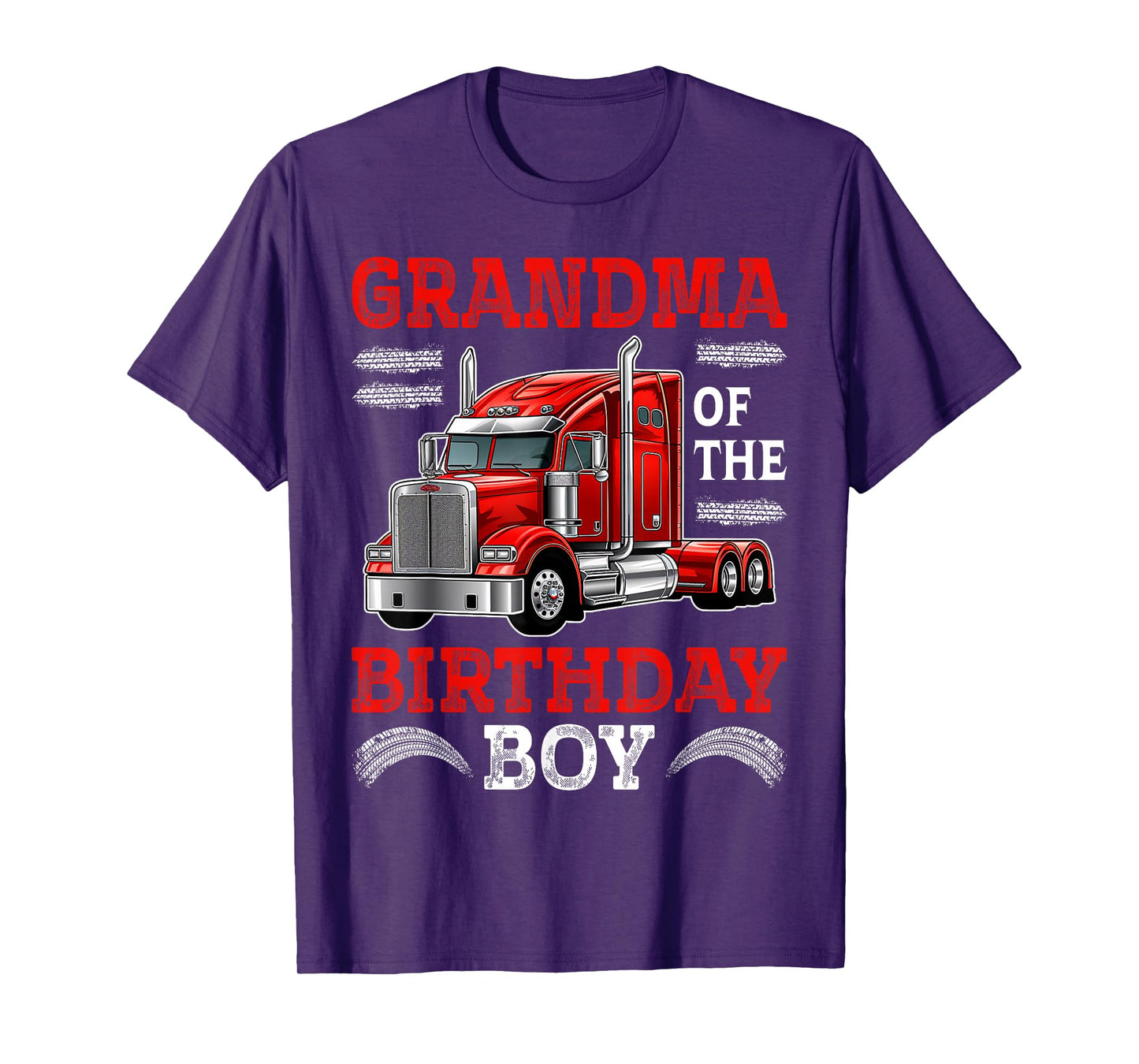 Grandma Of The Birthday Boy Semi Truck Family Birthday Squad T-Shirt