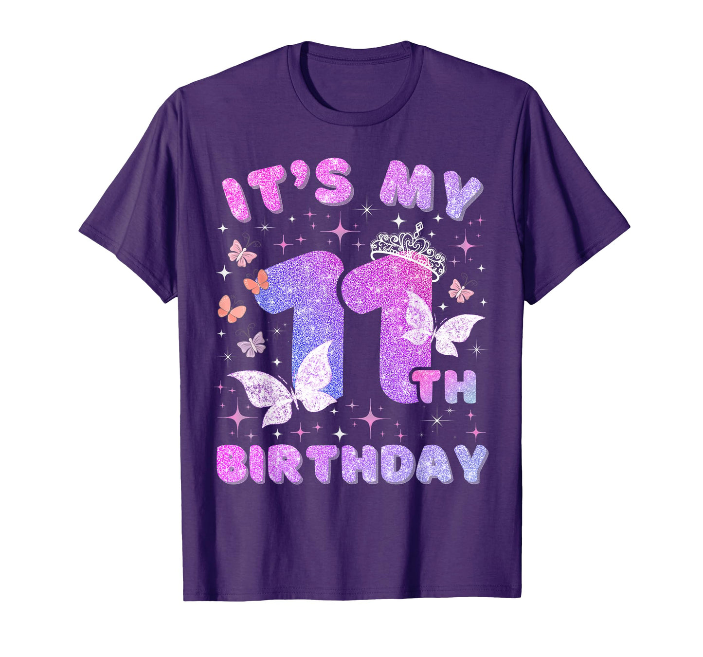 Kids 11 Years Princess Butterfly Its My 11th Birthday Girls T-Shirt