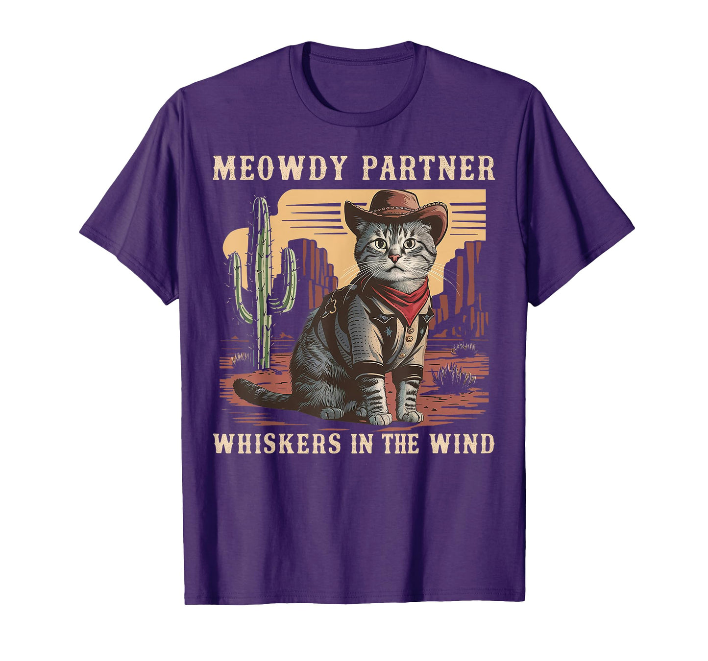 Meowdy Partner Cowboy Cat Vintage Gifts Men Women Cat Lover T-Shirt