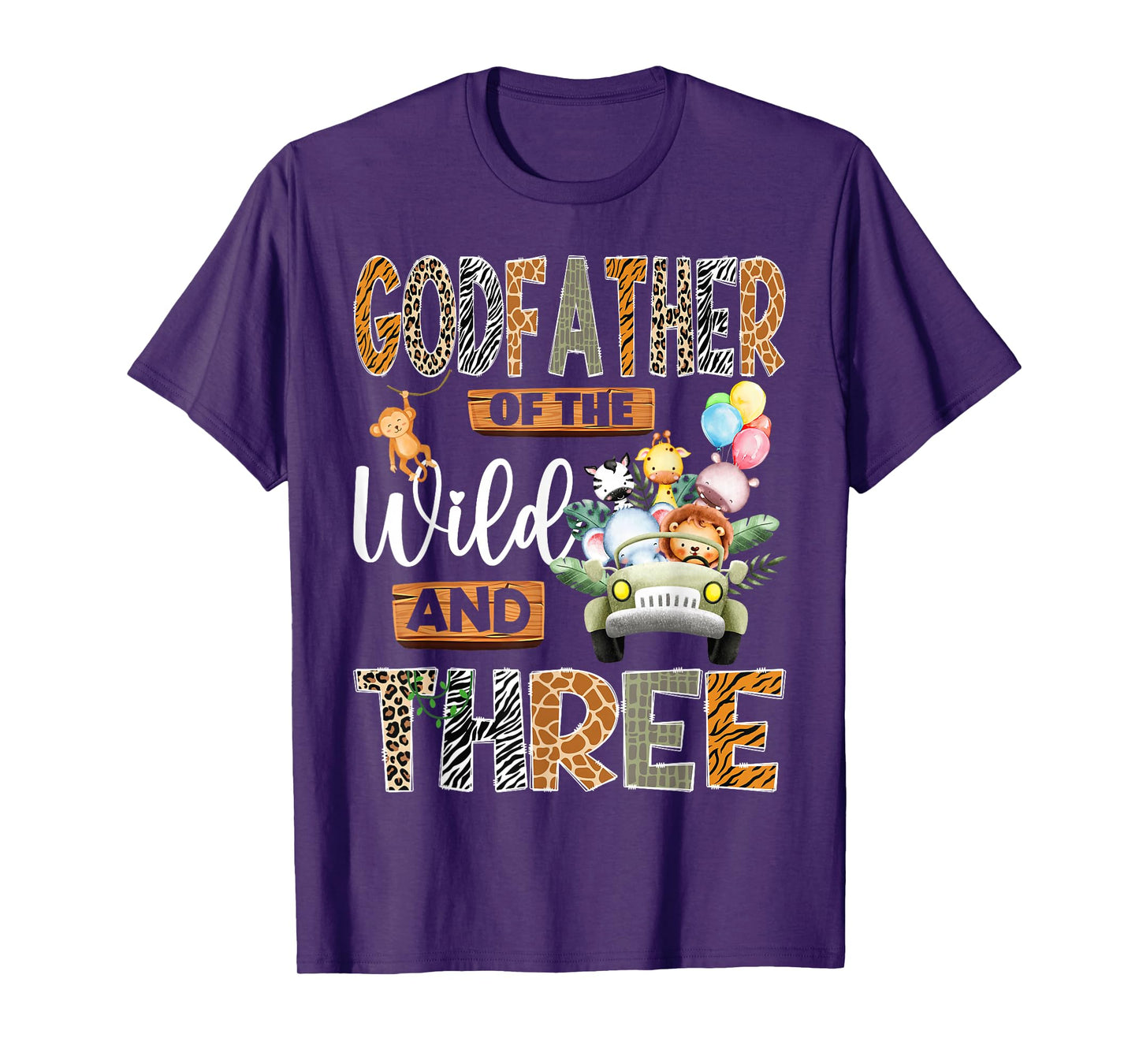 Godfather of The Wild & Three 3Rd Birthday Boy Safari Truck T-Shirt