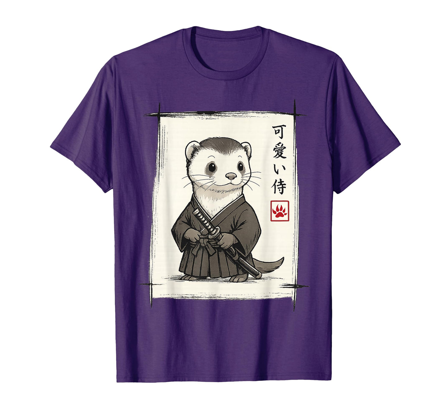 Samurai Ferret Japanese Art Anime Funny Gifts Men Women Kid T-Shirt