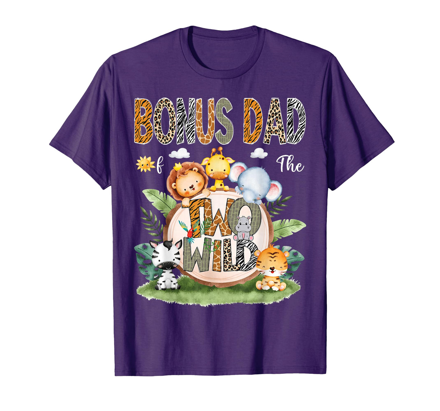 Bonus Dad Of The Two Wild 2Nd Birthday Safari Animal Lover T-Shirt