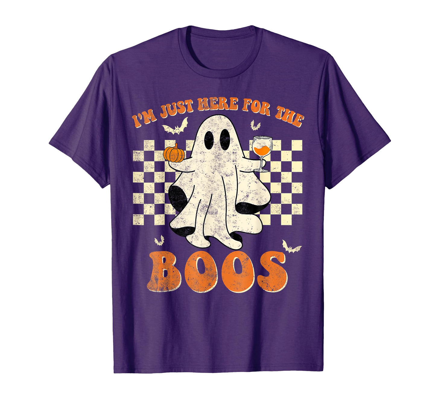 I'm Just Here for The Boos Ghost Retro Groovy Halloween T-Shirt