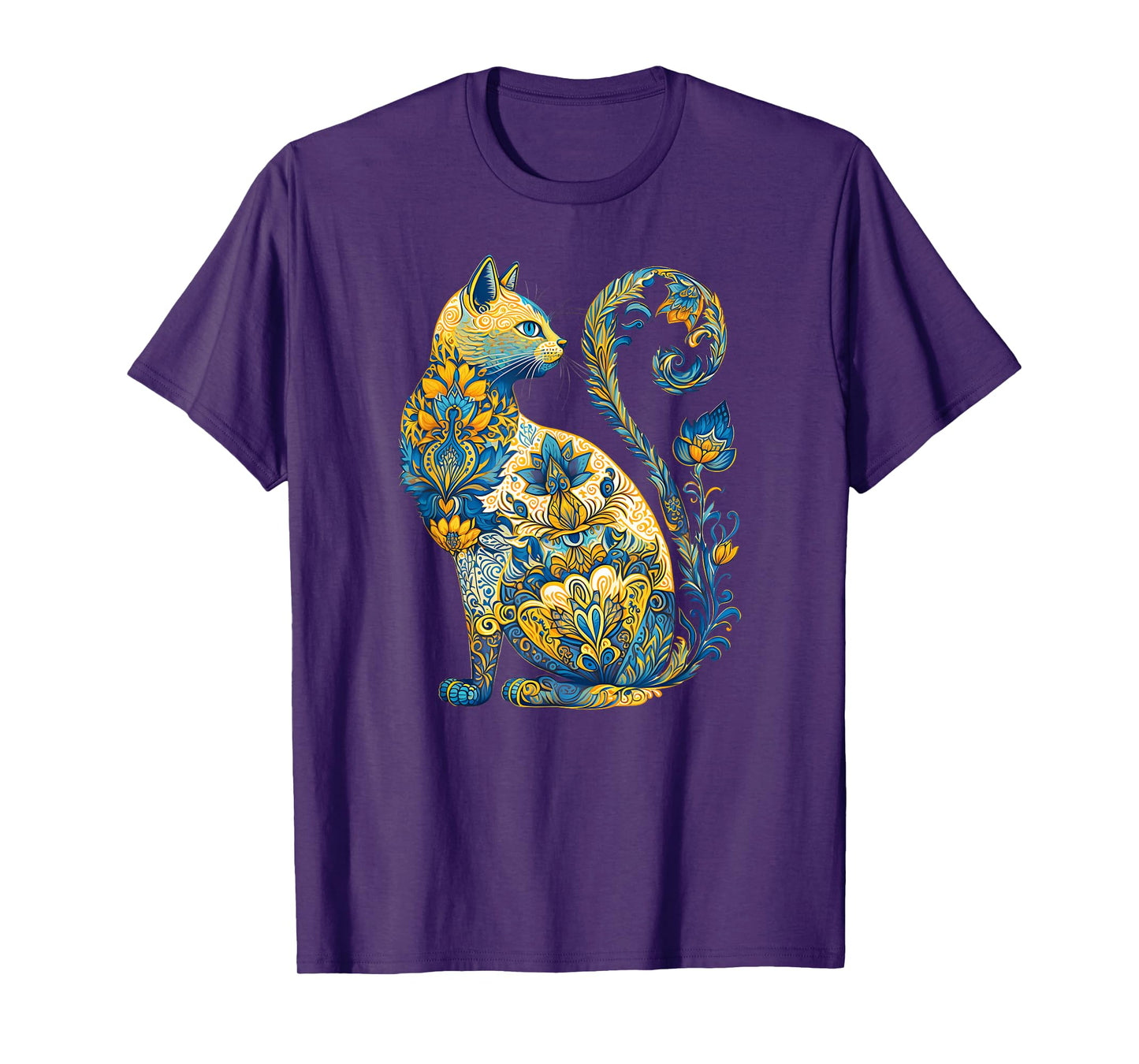 Ukrainian Cat Floral Vintage Ukraine Flag & Vyshyvanka Style Men Women Kids T-Shirt