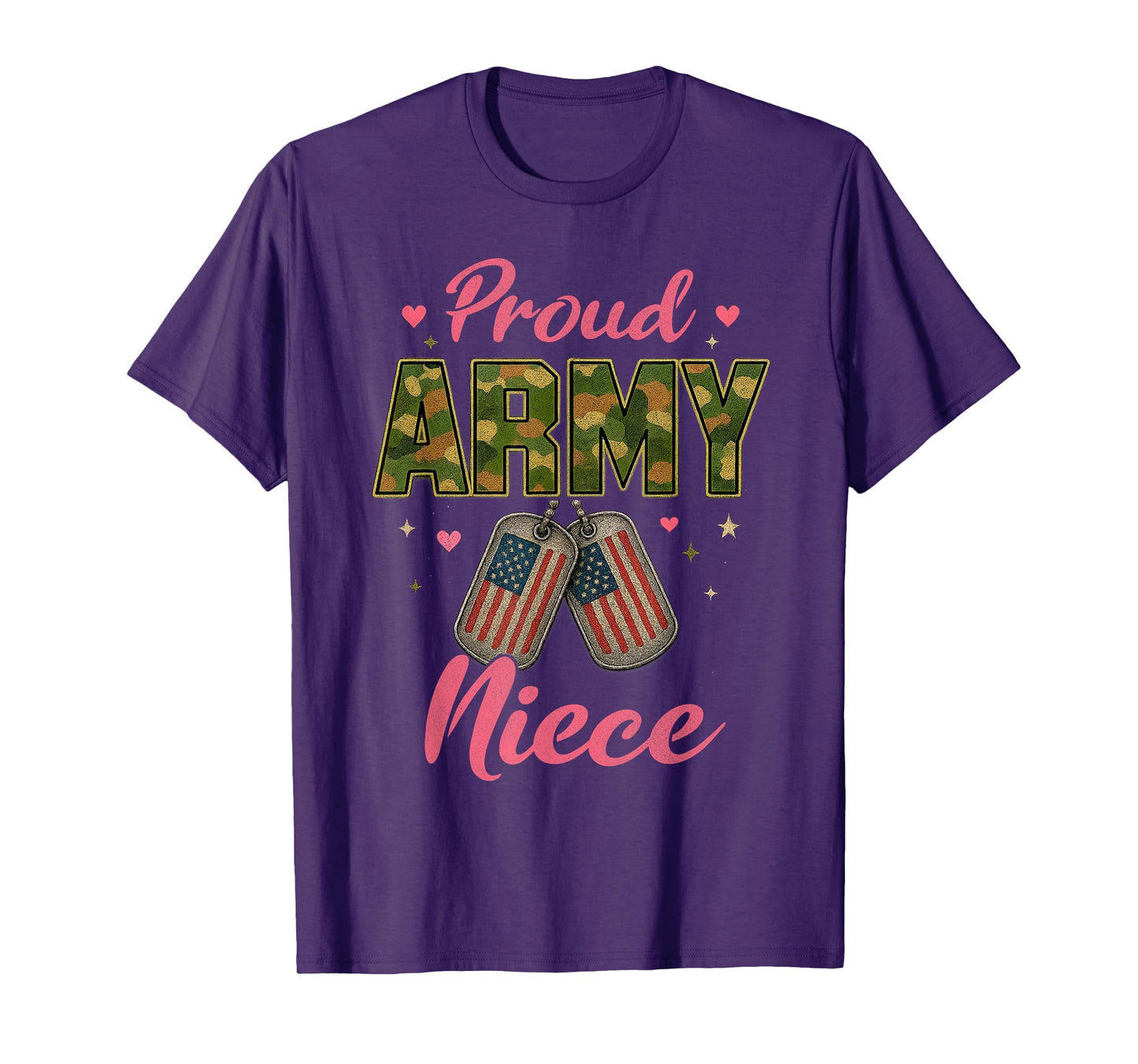 Camo American Flag Usa Camouflage Proud Army Niece Dog Tags T-Shirt